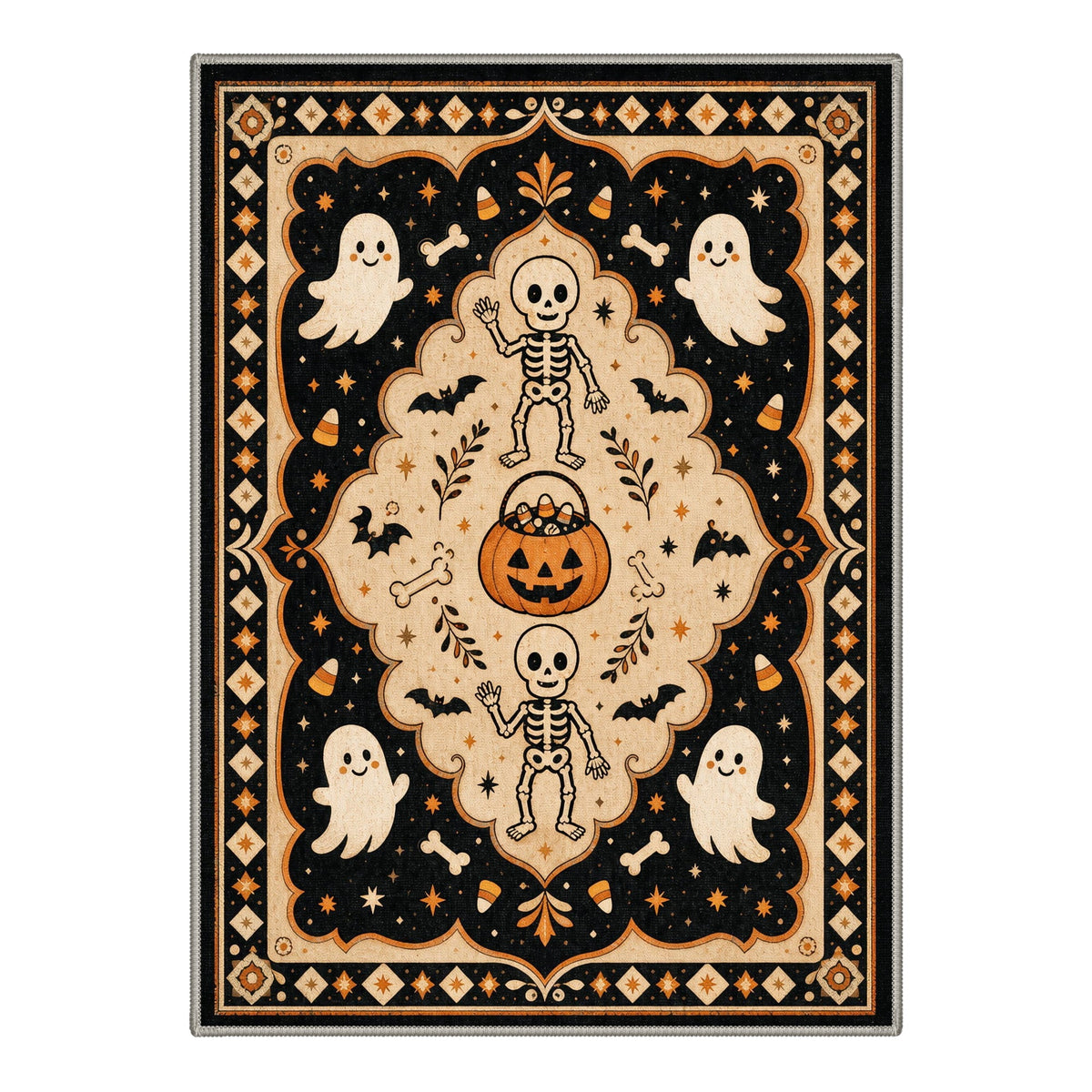 GENIMO 2'x3' Halloween Doormat, Washable Non Slip Soft Gothic Castle Outdoor Door Mat for Front Door Covered Porch Patio Entryway, Antique Gold