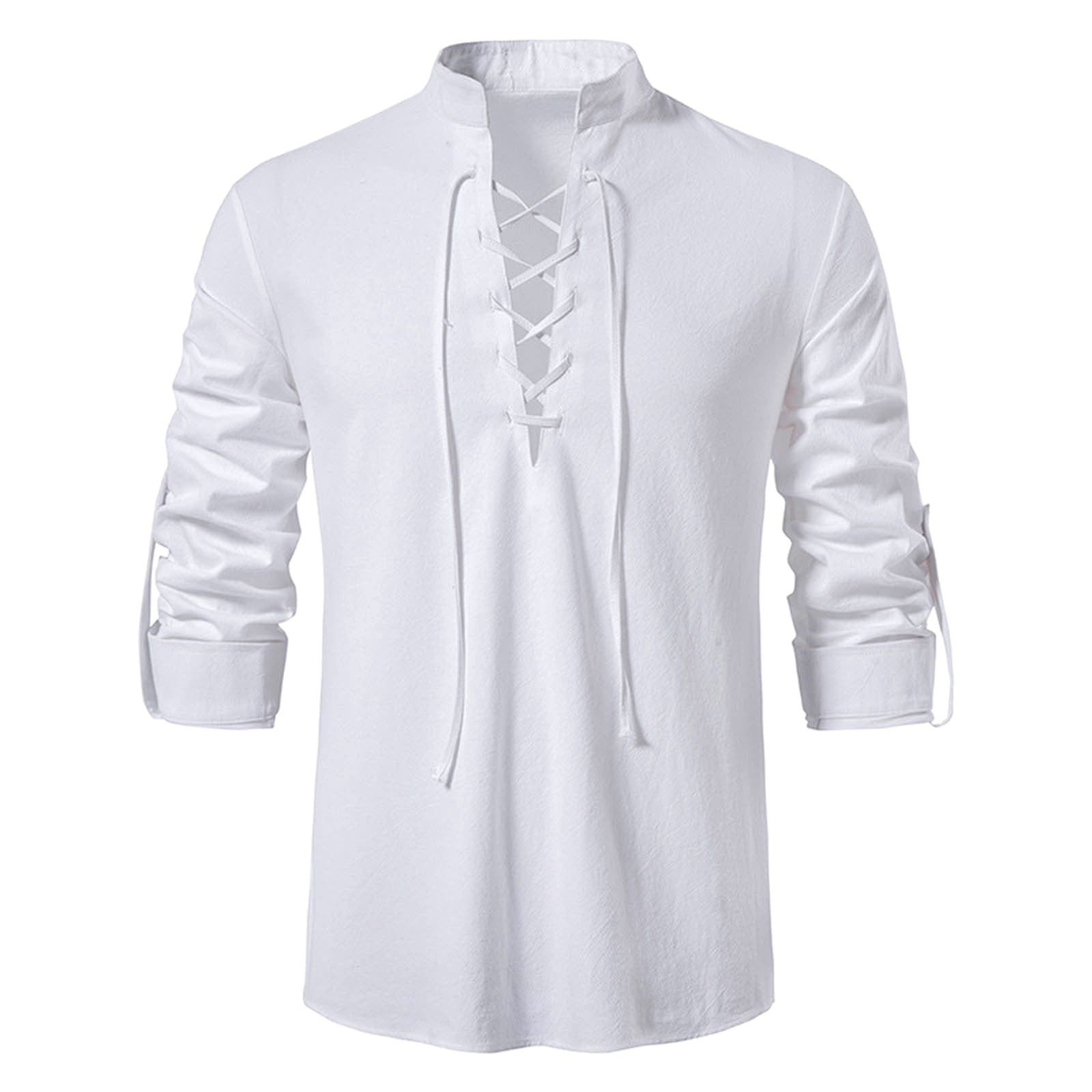 Mens Renaissance Shirt Medieval Pirate Viking Halloween Costume Gothic Steampunk Retro Long Sleeve Lace Up Shirts