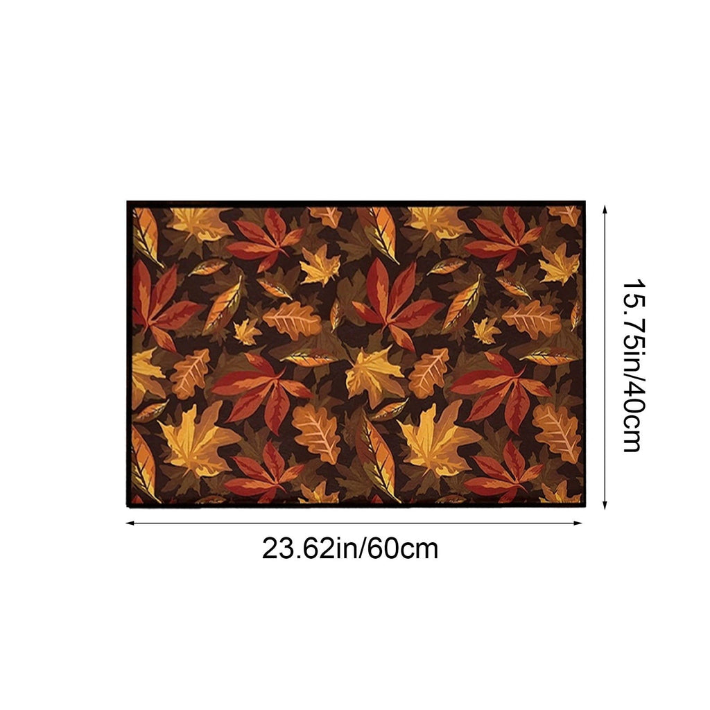 syligr Halloween Thanksgiving Doormat with Maple Leaf & Pumpkin Patterns - Non-Slip Floor Mat for Entryway, Kitchen, Porch, Fall Harvest Decor Rug with Anti-Fatigue Backing, Gift for Thanksgiving