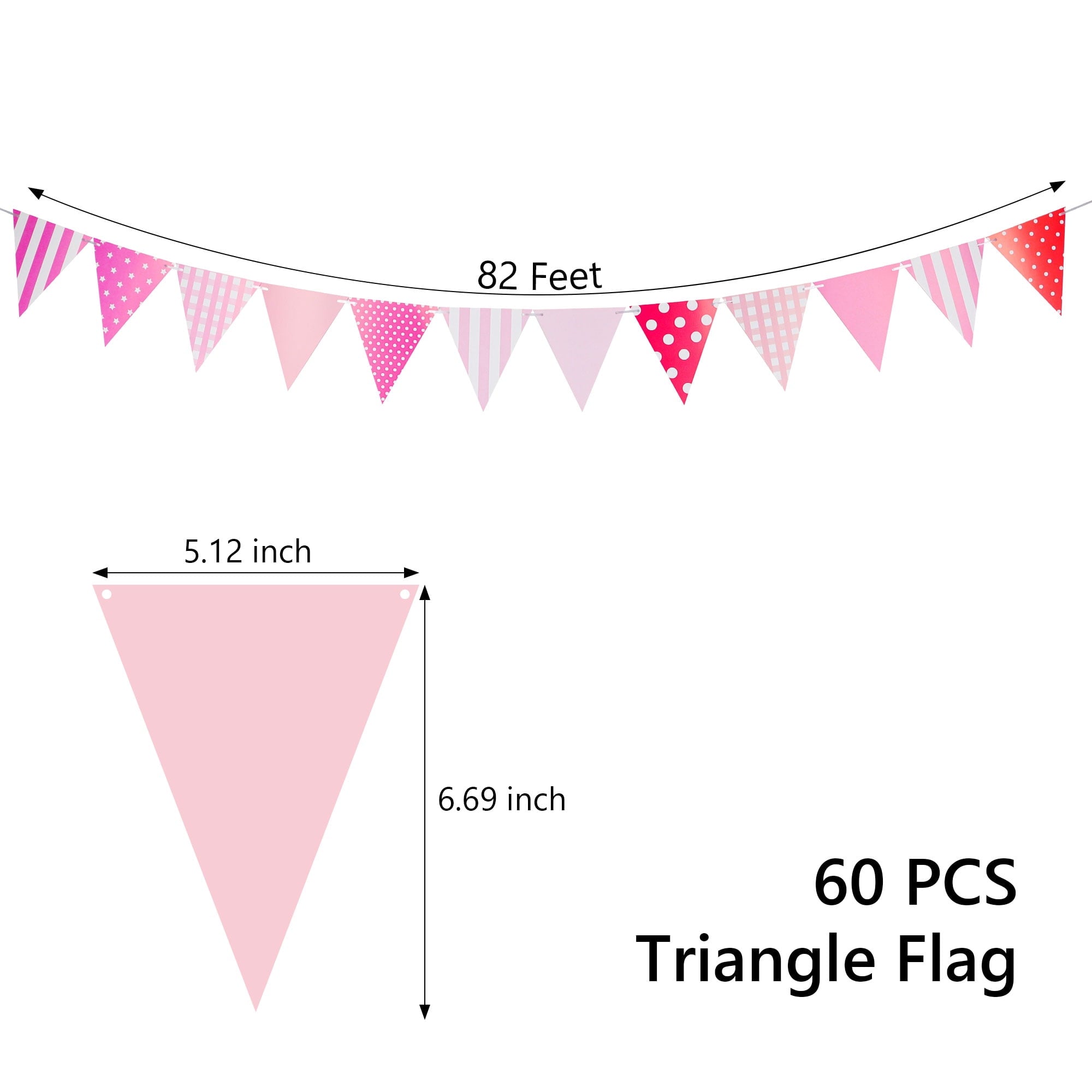Tripumer 120 Pcs Triangle Flag Banner String for Halloween Decorations 164ft Birthday Hanging Flag for Birthday Party Mardi Gras Outdoor Event Decorations - Black+White+Orange