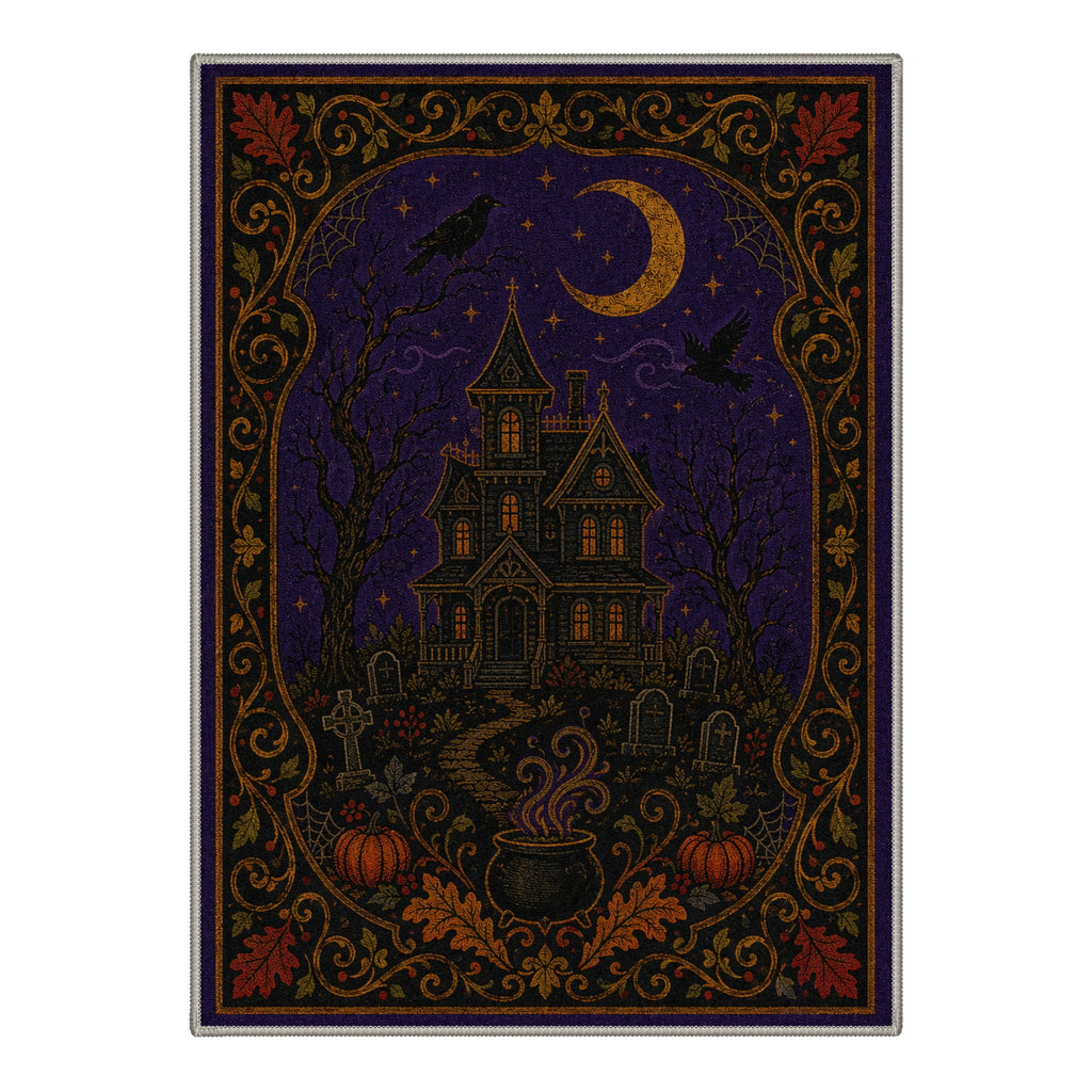 GENIMO 2'x3' Halloween Doormat, Washable Non Slip Soft Vintage Witch Outdoor Door Mat for Front Door Covered Porch Patio Entryway, Burnt Amber