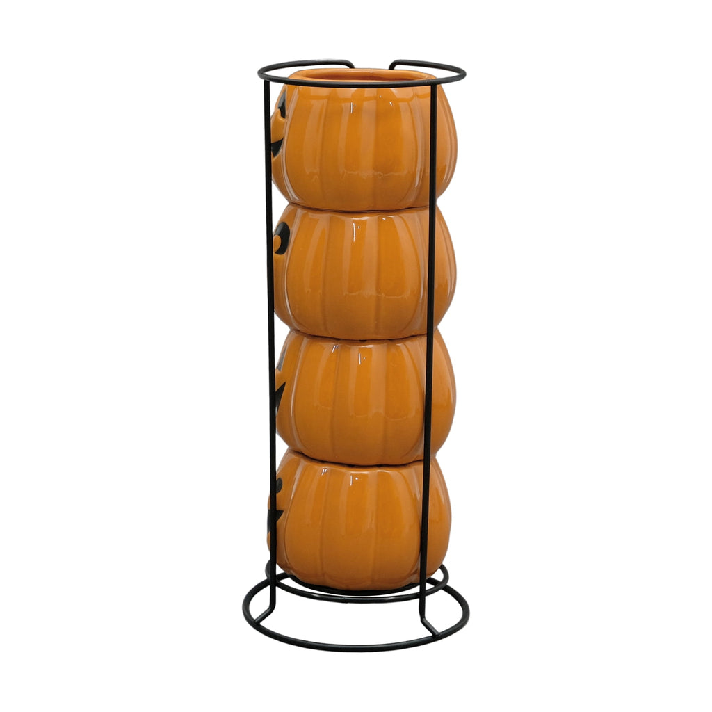Way To Celebrate Halloween Pumpkin Stack Ceramic Mugs, 4-Pack