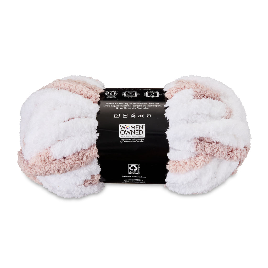 Mainstays Chunky Chenille Yarn, 31.7 yd, Ivory, 100% Polyester, Super Bulky