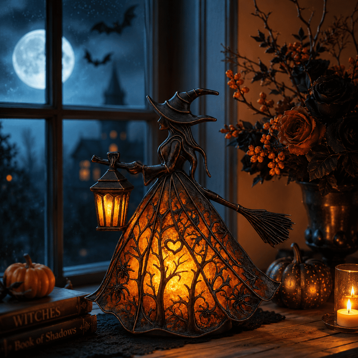 Diceymbol Halloween Decorations and Fall Decor, Halloween Venue Decoration Ghost Props LED Illuminated Ghost Decorations for Tabletop, Mantel, Shelf Indoor Outdoor 9.05 inch