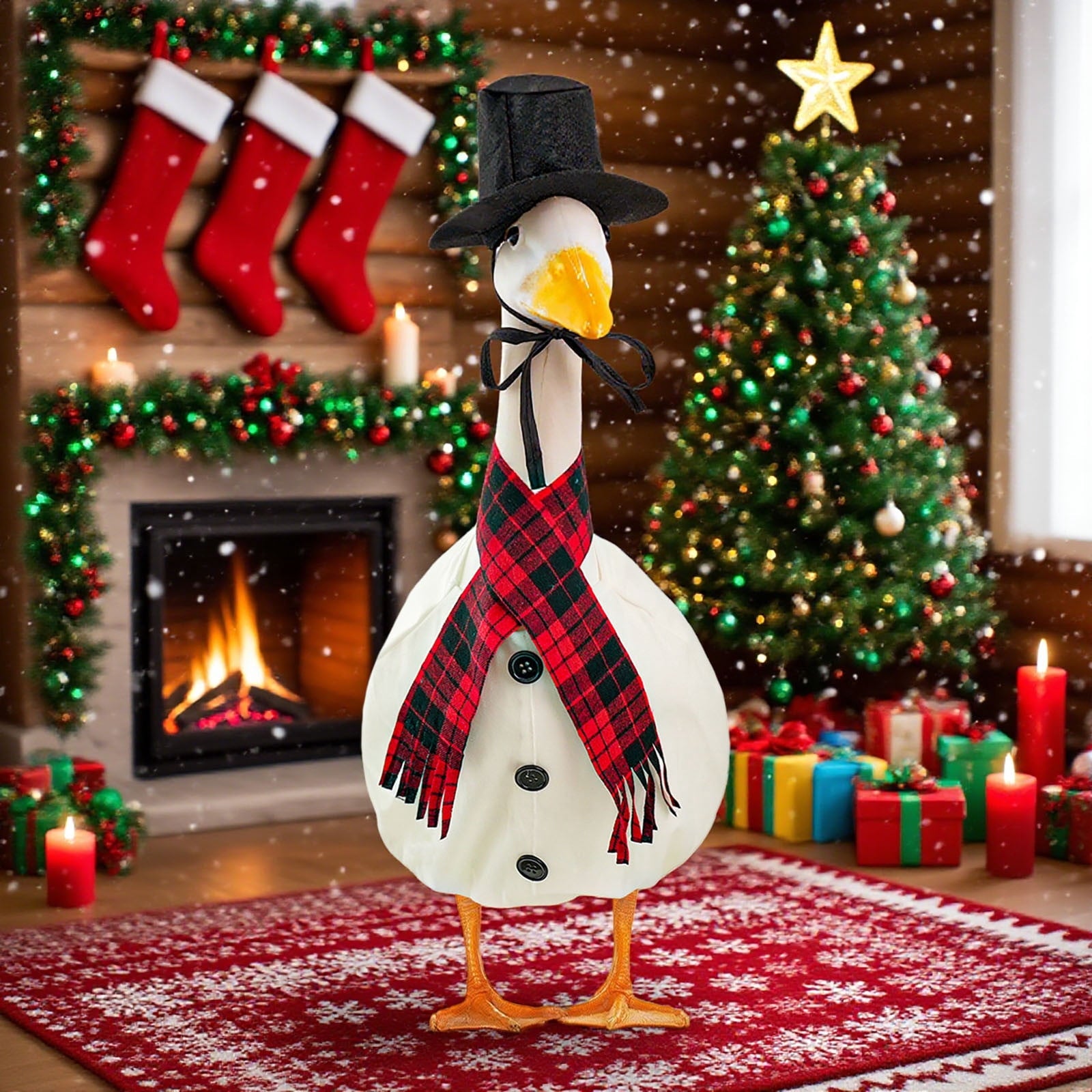 Sruoe Christmas Porch Goose Outfits, Porch Goose Clothes, 23 Inch Cement Goose Clothes Dress, Duck Clothes for Spring Easter Holiday Outdoor Garden Yard Lawn Patio Statue Decor