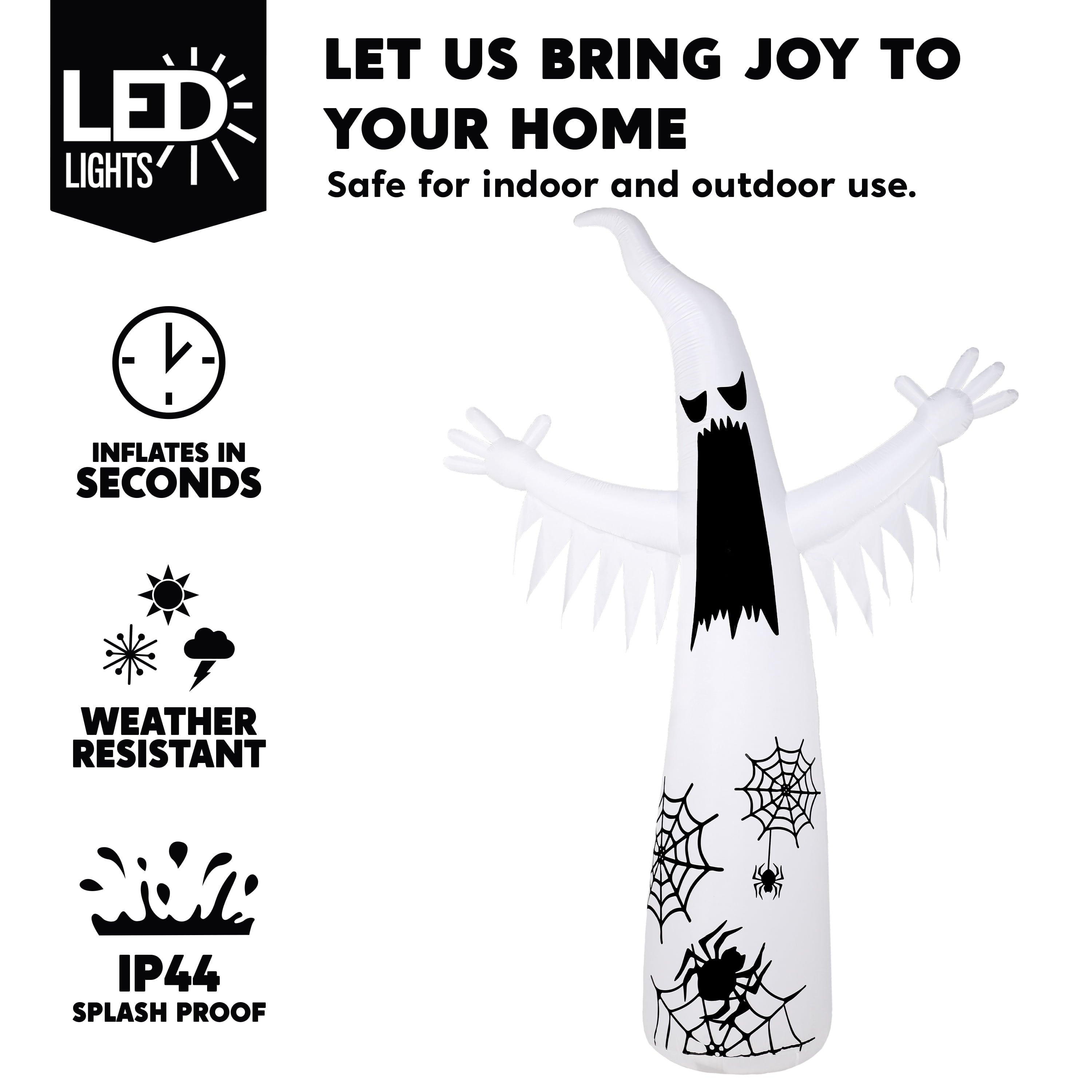 Joyfy 12 ft Halloween Inflatable Outdoor Ghost,Giant Ghost Blow Up Decor with Built-in LED Lights,inflatables with Build-in LEDs,Spooky Outdoor Decorations for Yard & Lawn