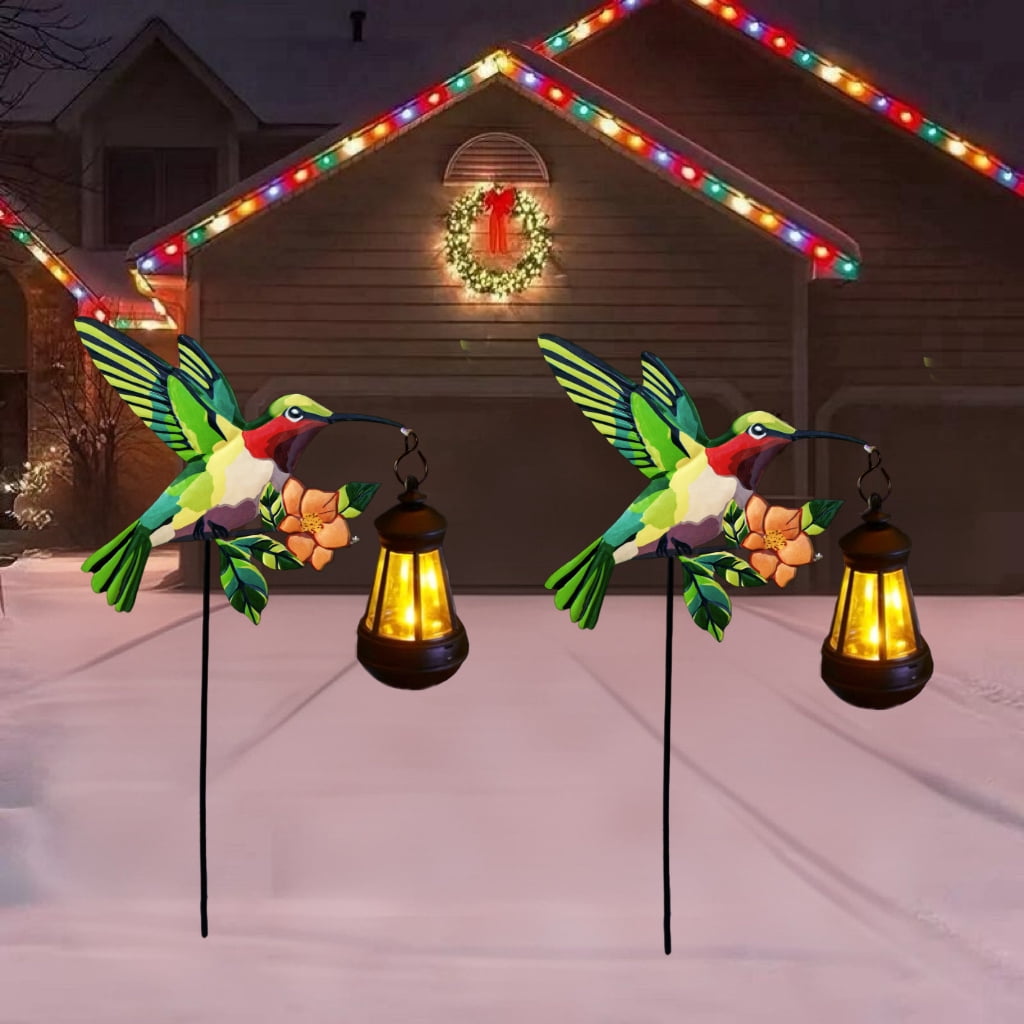 1/2 Pack Hummingbird Solar Lantern Lights, IP65 Waterproof Warm White Solar Hanging Lantern, Outdoor Solar Powered Decor for Yard Patio Garden Party Decorations