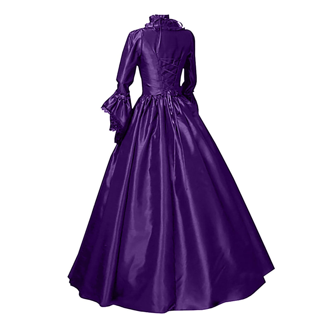 UPPADA Plus Size Victorian Dress for Women Lace Up Flare Sleeve Ball Gown with Corset Evening Party Maxi Gowns Vintage Cocktail Dress Wedding Dresses Early