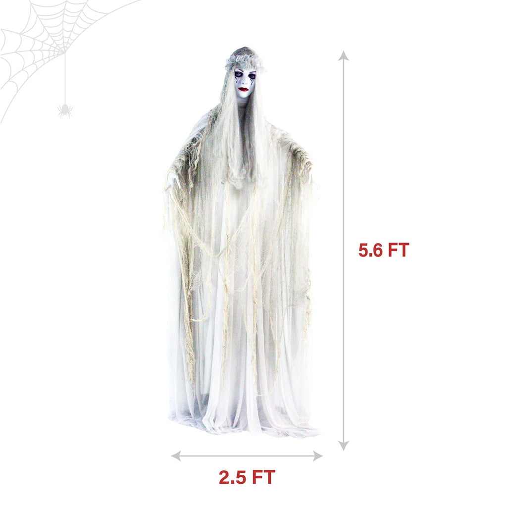 Haunted Hill Farm 6.5 Ft Life-Size Animatronic Bride Indoor/Outdoor Halloween Decoration, Multicolor, HHLADY-2FLSA