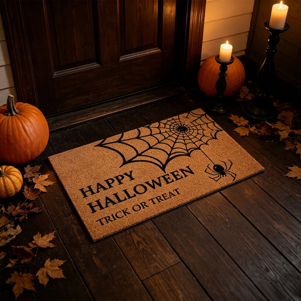 Fllostpr Halloween Pumpkin Doormat 24x16 Inch, Vintage Brown-o'-Lantern Rug Soft Non-Slip Washable Holiday Decorations for Front Door Entryway Kitchen