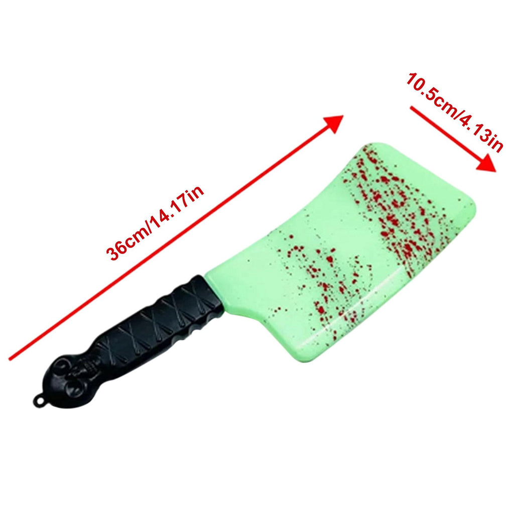 Glow in the Dark Plastic Bloody Cleaver Prop, Realistic Fake Horror Knife Costume Accessory for Halloween Party Haunted House Cosplay Decor