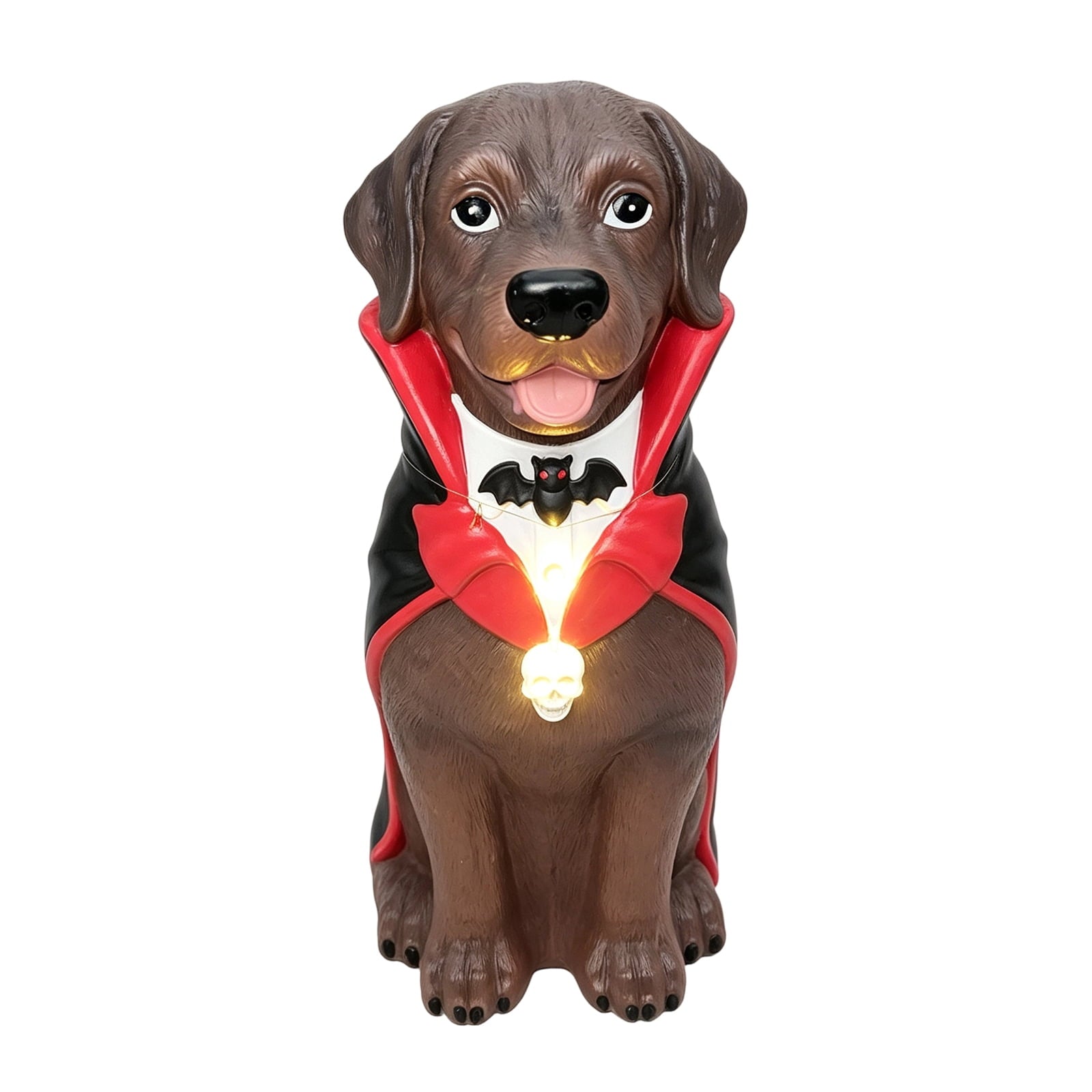 Clearance Halloween Schnauzer Bat Figurine with Ghost Bucket, 8 inch Resin Cute Dog Gifts Tabletop Decor