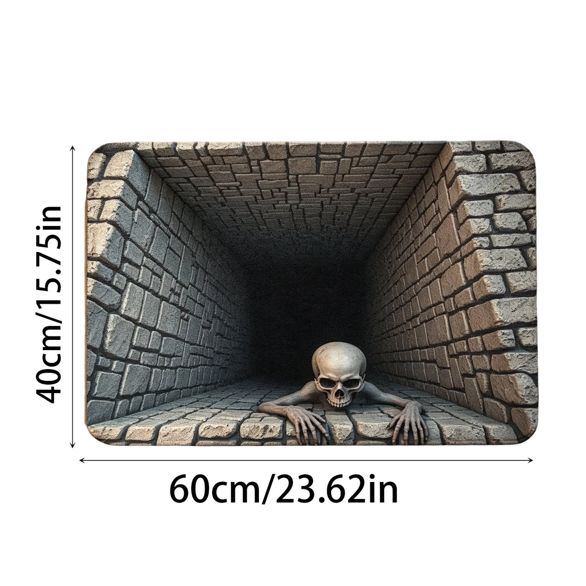 Halloween Decorations-3D Scary Skull Tunnel Doormat,Creepy Brick Wall Skeleton Visual Illusion Entryway Rug,Non Slip Rubber Back Diatomaceous Earth Mat for Porch Hallway Indoor Outdoor Home Decor