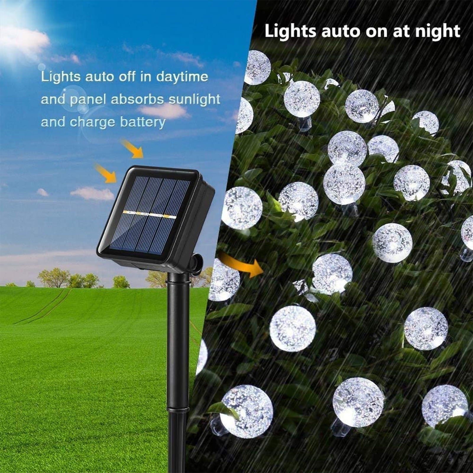 Toodour Solar String Lights Outdoor, 35.6ft 60 LED Waterproof Solar Powered Globe Patio Lights with 8 Modes for Garden Home Gazebo Yard Decorations (Warm White)