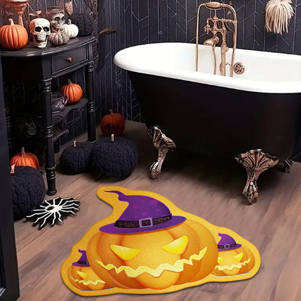 Xuniizn Halloween Mat, 16X24" Velvet Halloween Door Mat for Outside Entrance, Spooky Halloween Rug for Outdoor & Indoor, Non Slip Washable Halloween Doormat, Halloween Bathroom Decor