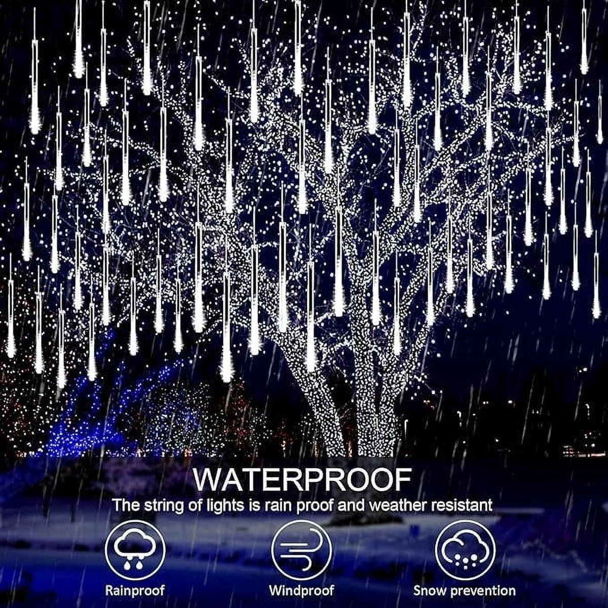 LED Outdoor String, Rain Lights, Meteor Lights,Meteor rain Lights 30cm 8 Tube Solar rain Lights with for Christmas Parties Wedding Christmas Tree