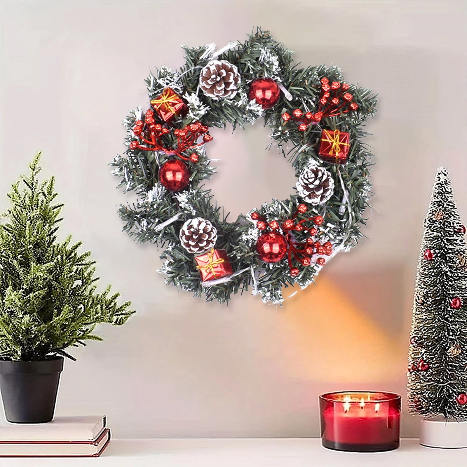 Btomtd Diameter 8" Pumpkin Skull Wreath Halloween Decor Acrylic Round Disk Hanging Ornament with Garland for Front Door Window, B