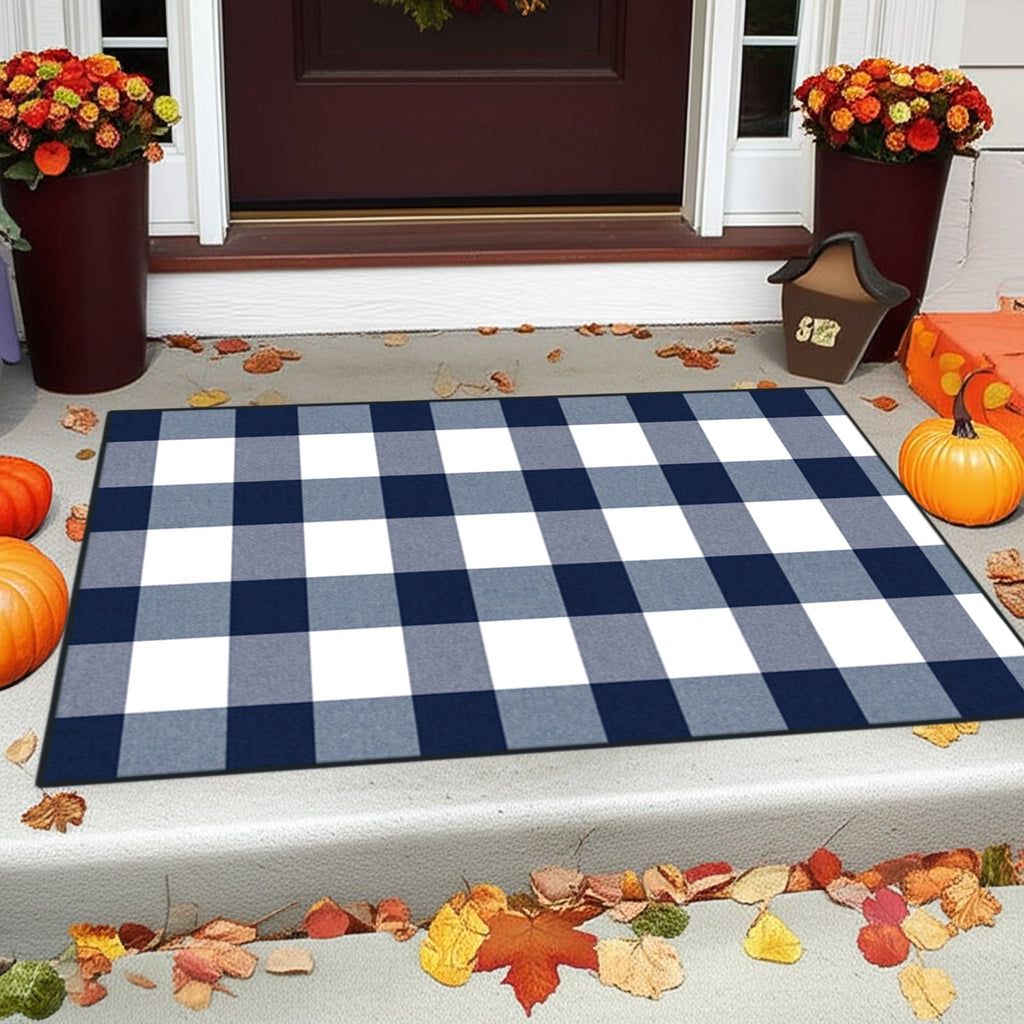 Halloween Fall Outdoor Rug Plaid Rug Foldable Floor Mat for Thanksgiving Front Door Front Porch Farmhouse Entryway Patio Decoration