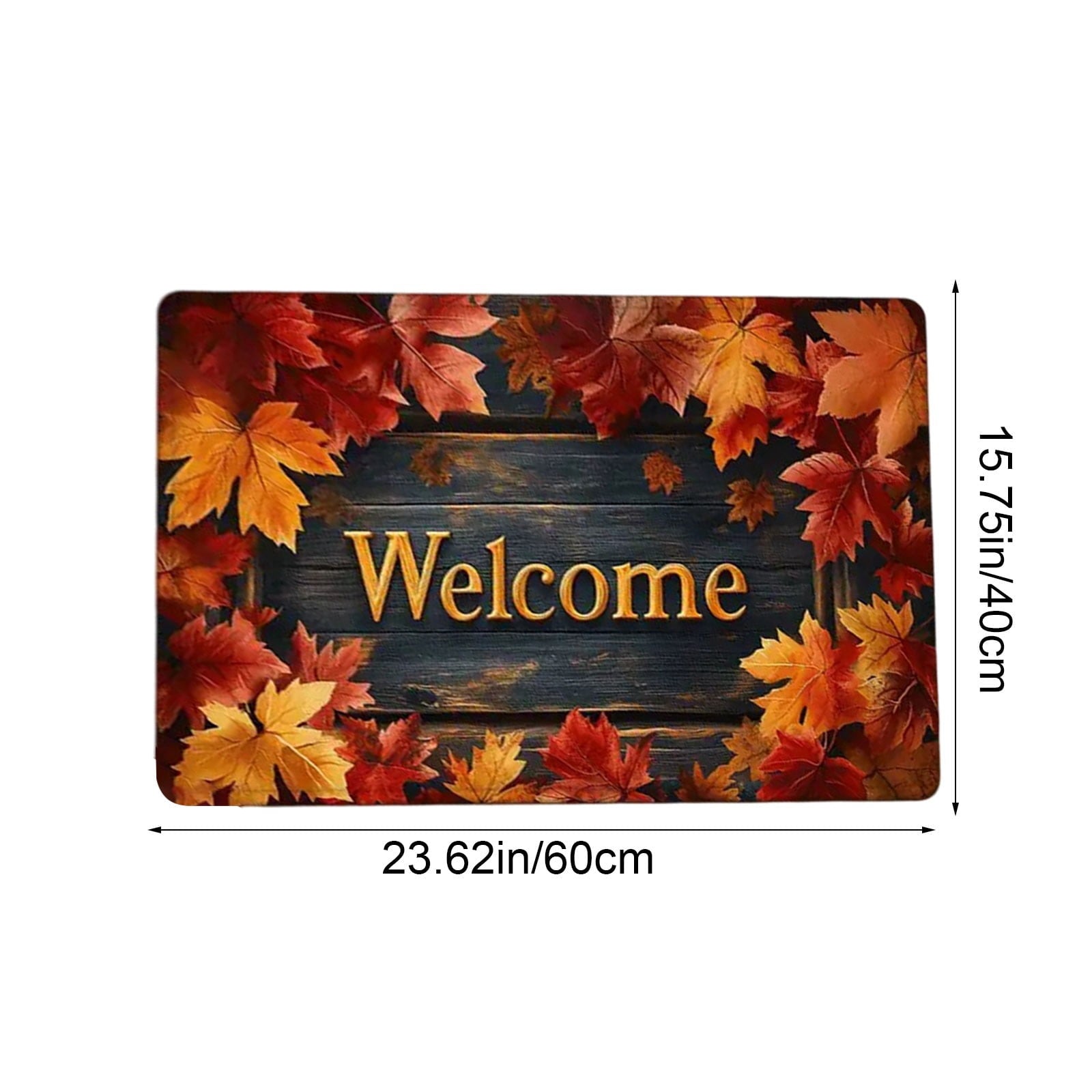 Fall Welcome Maple Leaves Decorative Doormat,Fall Pumpkins Maple Leafs Door mat Indoor Outdoor Entrance Floor Mat Non Slip Autumn Entry Mat for Thanksgiving Porch Front Door Decor 23.62*15.75in（A）