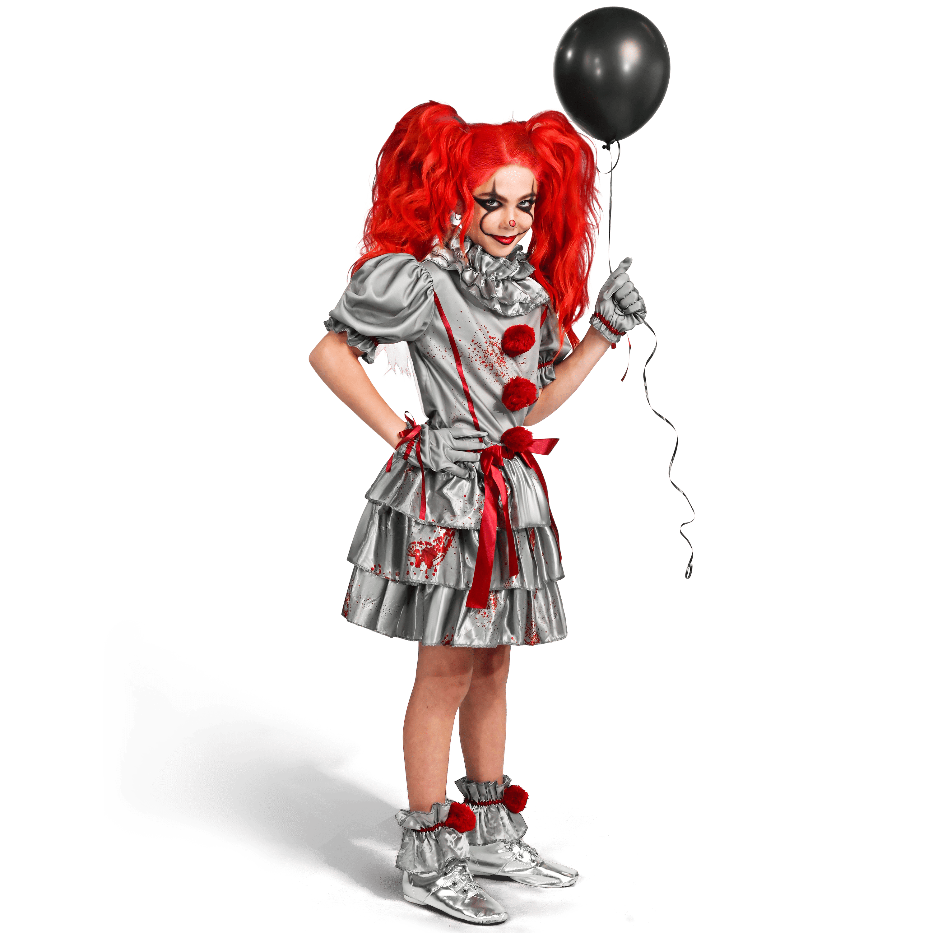 Joyfy Girls Clown Costume, Evil Clown Dress, Halloween Scary Jester Costume for Girls Halloween Dress Up, Fancy Dress Cosplay Party