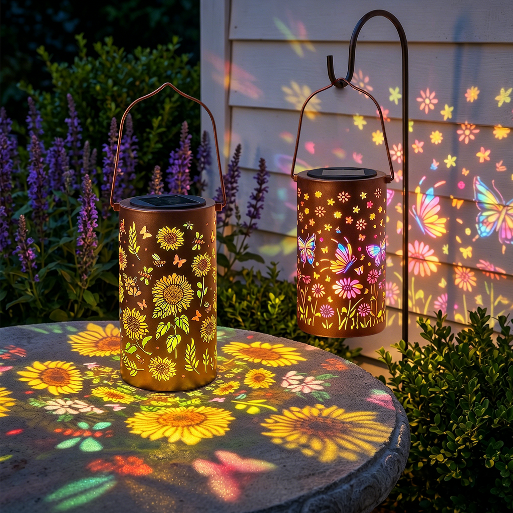 Colorful Solar Lanterns IP65 Outdoor Waterproof, Mother's Day Gifts for Women Mom Grandma - LED Colorful Sunflower Solar Lights Metal Hanging Lantern for Patio Yard Porch