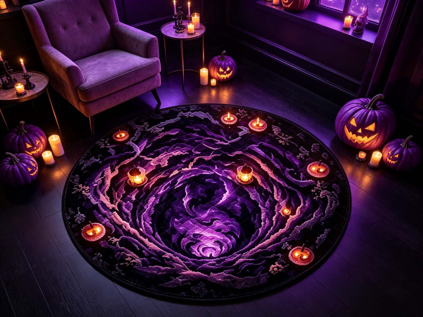 3D Halloween Round Rug, Illusion Halloween Round Mat, Funny Rug with Non-Slip Soft Visual Effect Door Mat for Living Room Indoor Decor