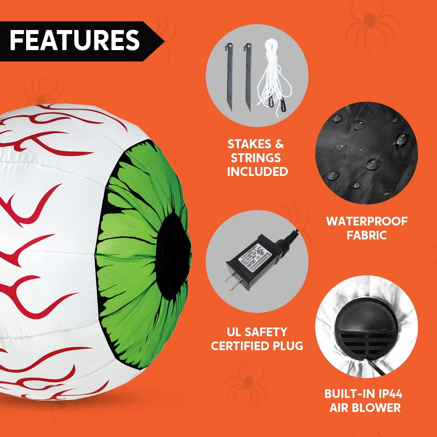 Joyfy 2 Pack Halloween Inflatable Eyes Decoration with Build-in LEDs,3 ft Blow Ups Green Eyes for Yard,Halloween Decor Outdoor with LEDs Party Supplies Blow up Decoration