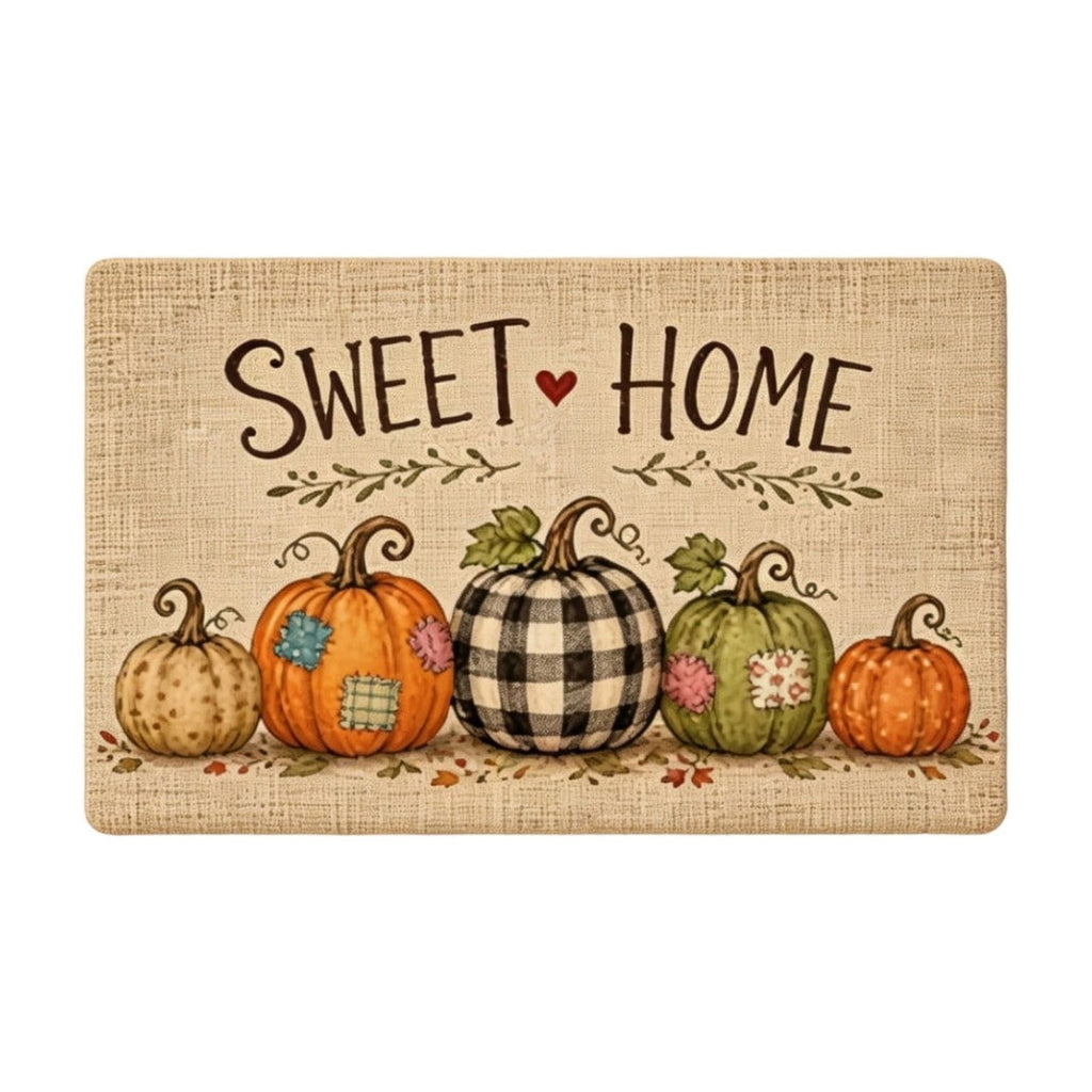 syligr Halloween Thanksgiving Doormat with Maple Leaf & Pumpkin Patterns - Non-Slip Floor Mat for Entryway, Kitchen, Porch, Fall Harvest Decor Rug with Anti-Fatigue Backing, Gift for Thanksgiving