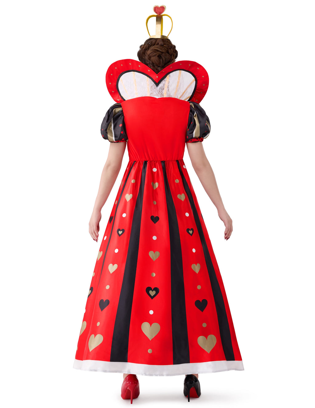 Joyfy Red Queen Costume for Women, Red Heart Queen Fairytale Fancy Dress for Halloween Themed Parties Dress up Cosplay