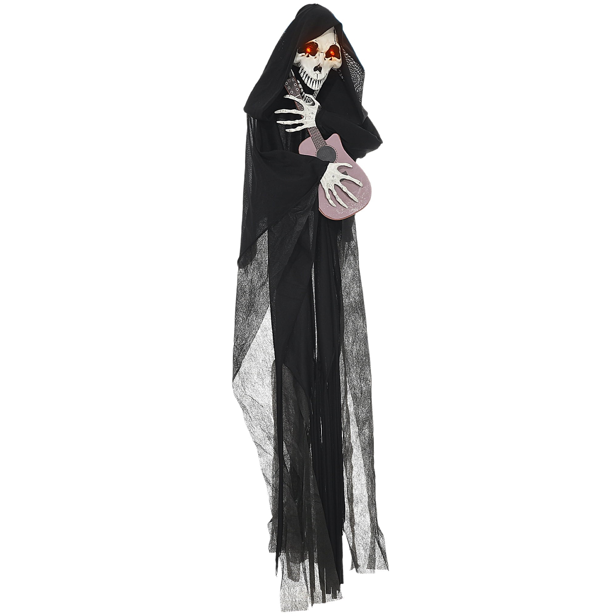 Outsunny 74" Life Size Outdoor Halloween Decorations Skeleton Witch, Animated Prop Animatronic Decor with Sound and Motion Activated, Light Up Eyes and Chest, Howling and Chain Sound