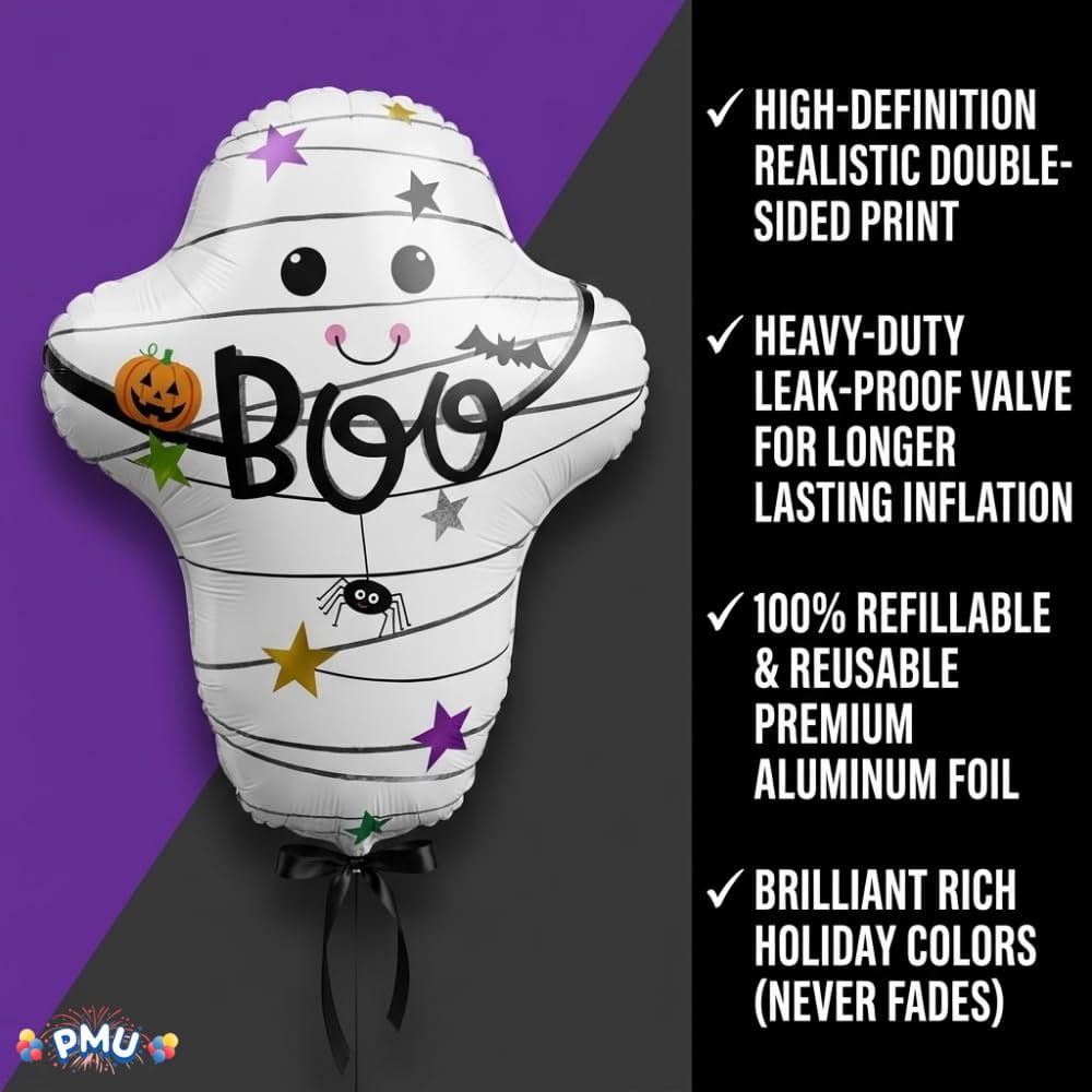 PMU Halloween Flying Ghost 24 Inch Mylar-Foil Balloon (10/pkg) Pkg/1