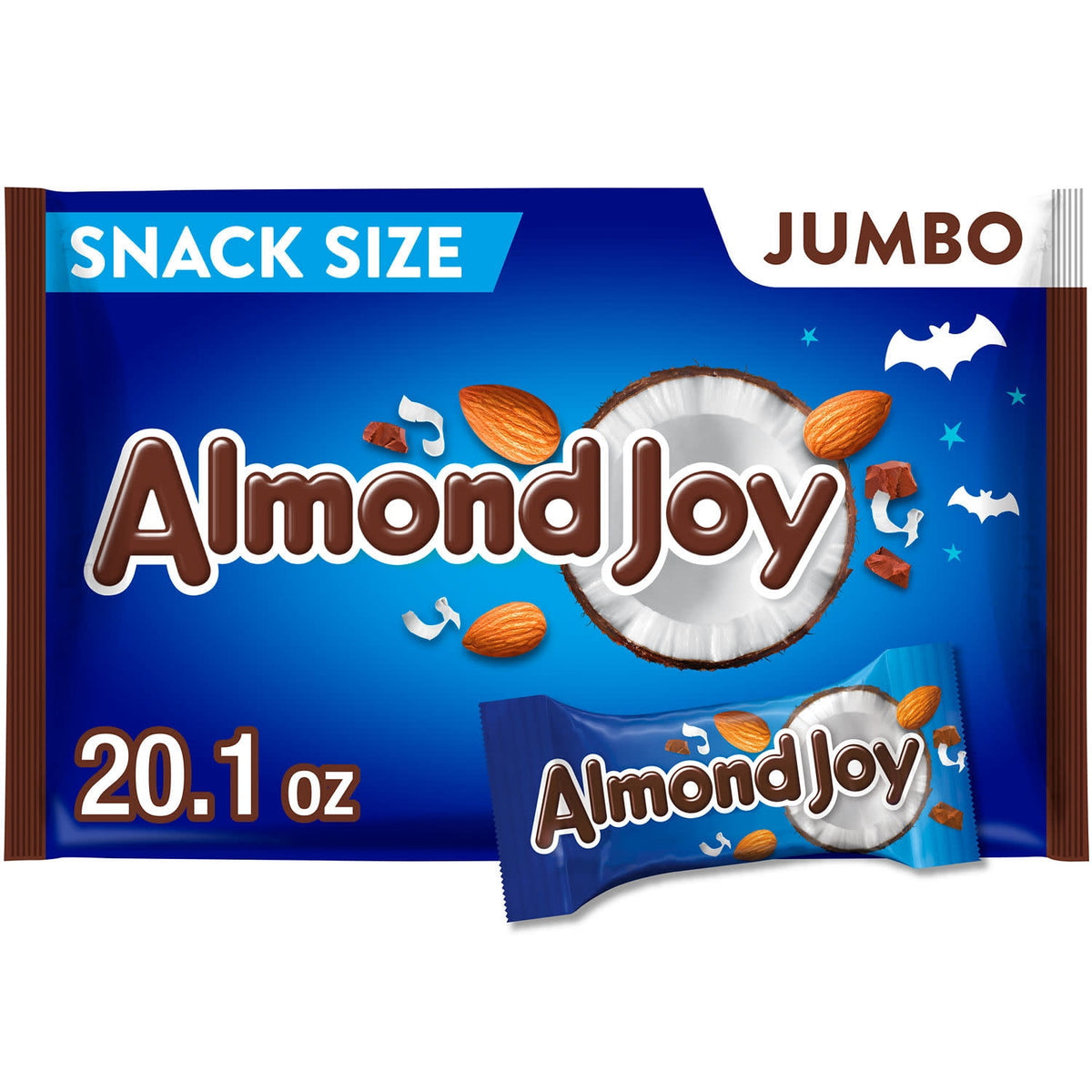 (2 pack) Almond Joy Coconut and Almond Chocolate Snack Size, Halloween Candy Jumbo Bag, 20.1 oz