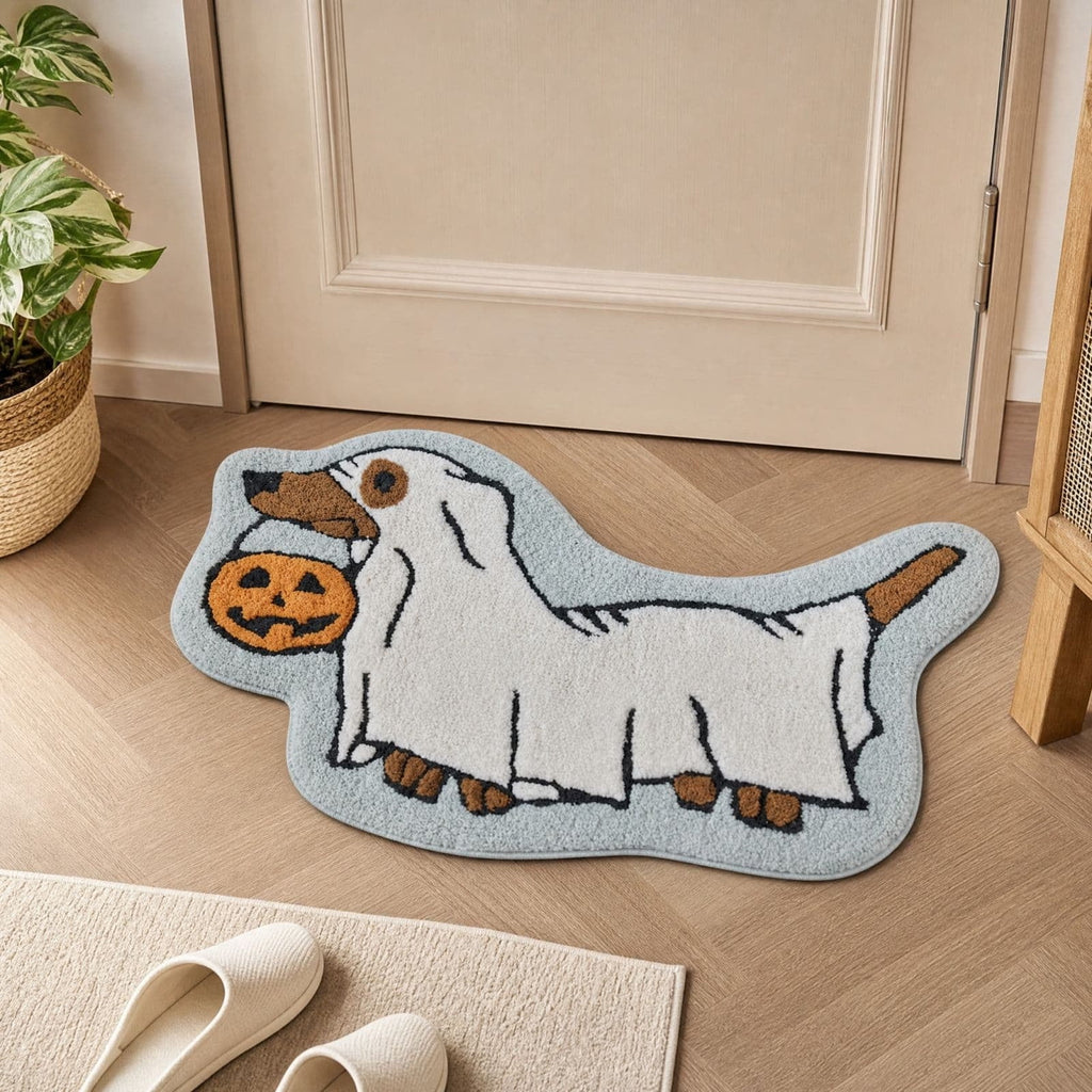 Clearance Halloween Multicolor Scallop Boo Outdoor Coir Doormat, 48" x 30" Large Halloween Bath Rug, Halloween Decoration Outdoor Indoor, Gift for Women Men