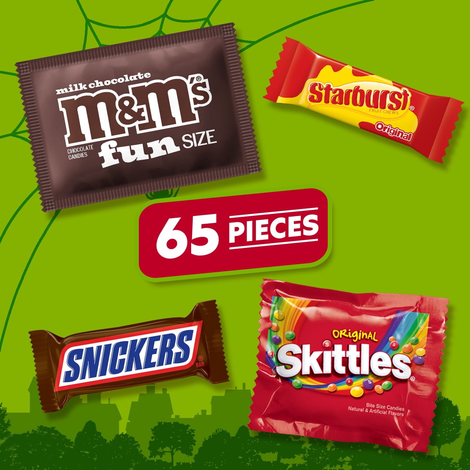 M&M's, Skittles & More Fun Size Halloween Candy Variety pack, 65 Ct Bulk Bag