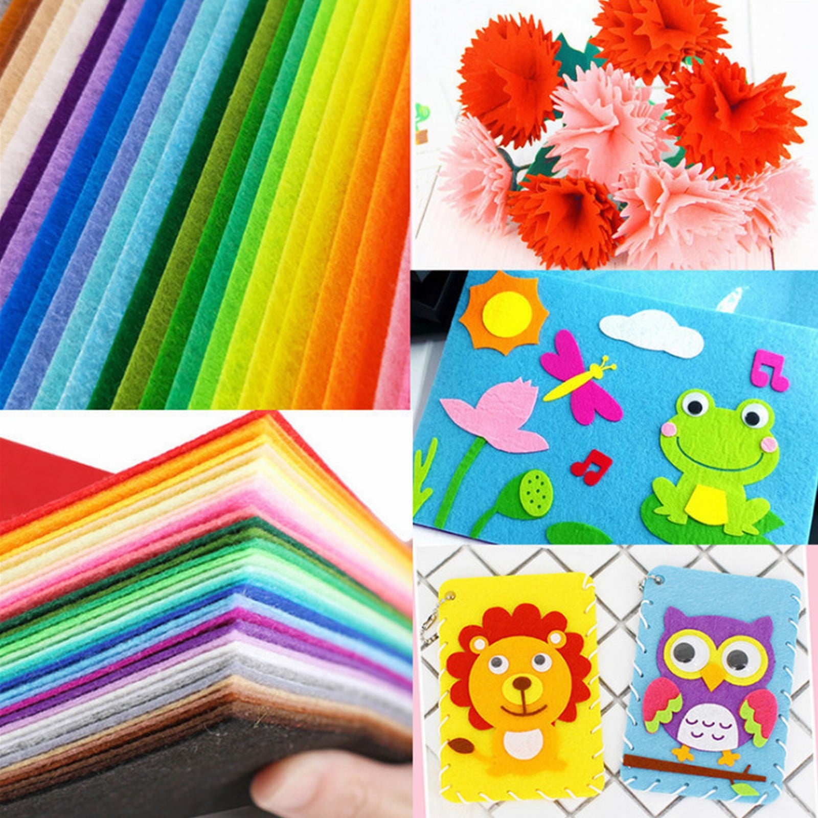 50 Pcs Felt Fabric Sheets, 6x6 Inch Nonwoven Craft Squares, Soft DIY Sewing Patchwork Embroidery Fabric for School Projects Festival Decor, Assorted Color DIY Craft Squares
