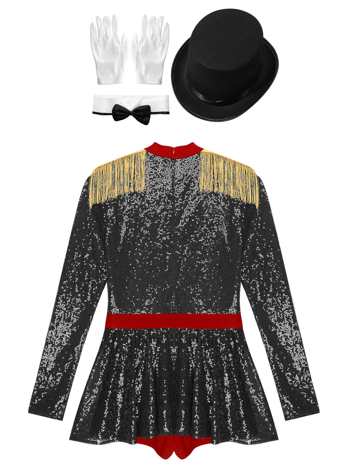 iiniim Womens Ringmaster Costume Circus Ring Leader Outfit Master Lion Tamer Fancy Bodysuit Black 4XL