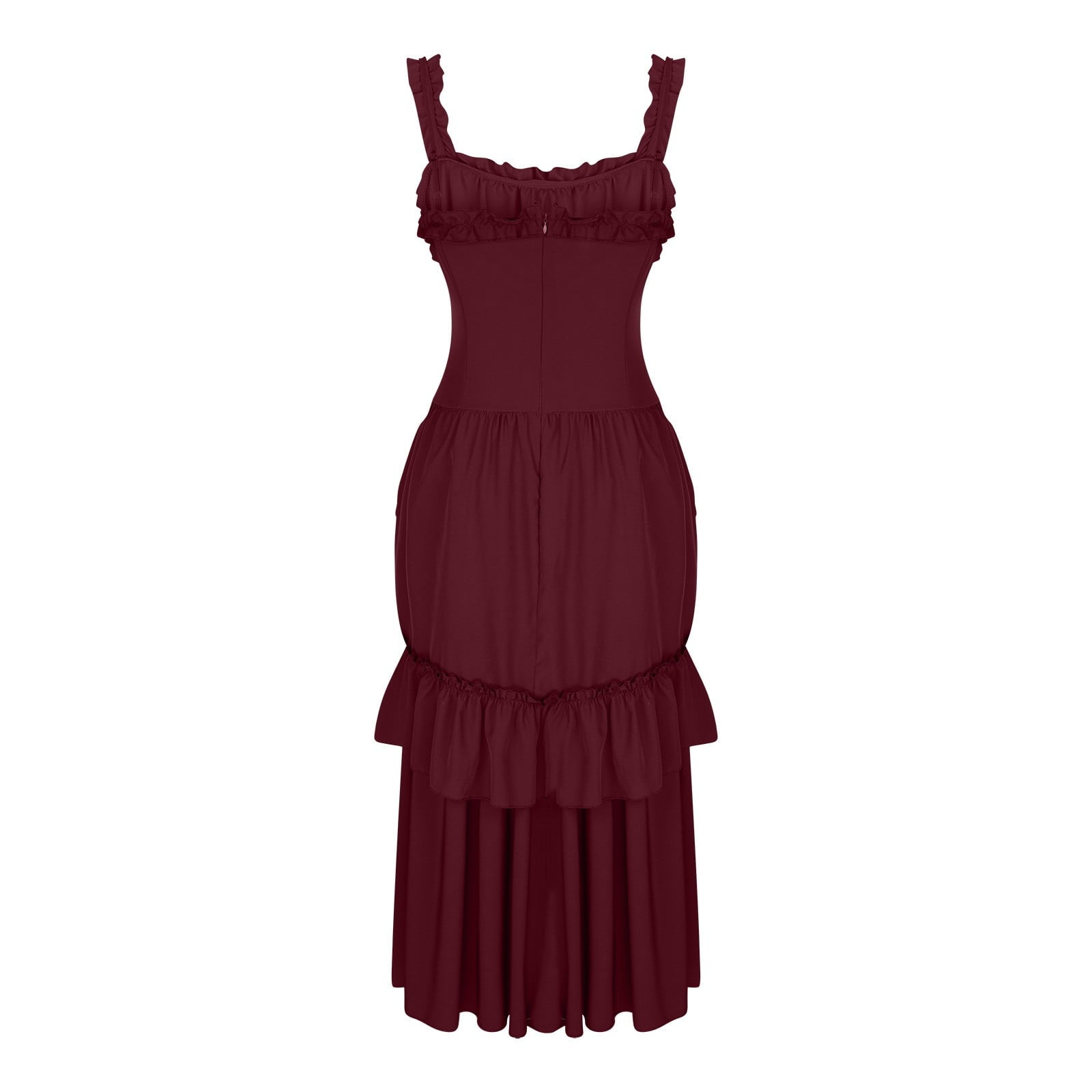 UPPADA Halloween Costumes For Womens Sleeveless Irregular Gothic Dress Ruffle Steampunk Dress Corset Square Neck Layers Dress