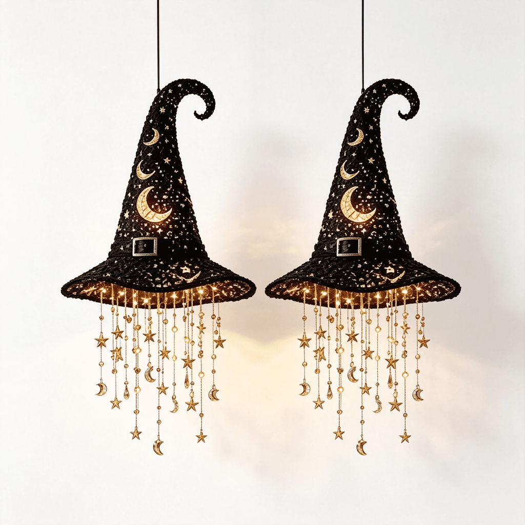 Stijggn Witch Hat Lights Halloween Glowing Lights, Waterproof Hanging Witch Hat Decorations, Warm Light Festival Ornaments for Indoor Outdoor Yard Garden Party Halloween Decor