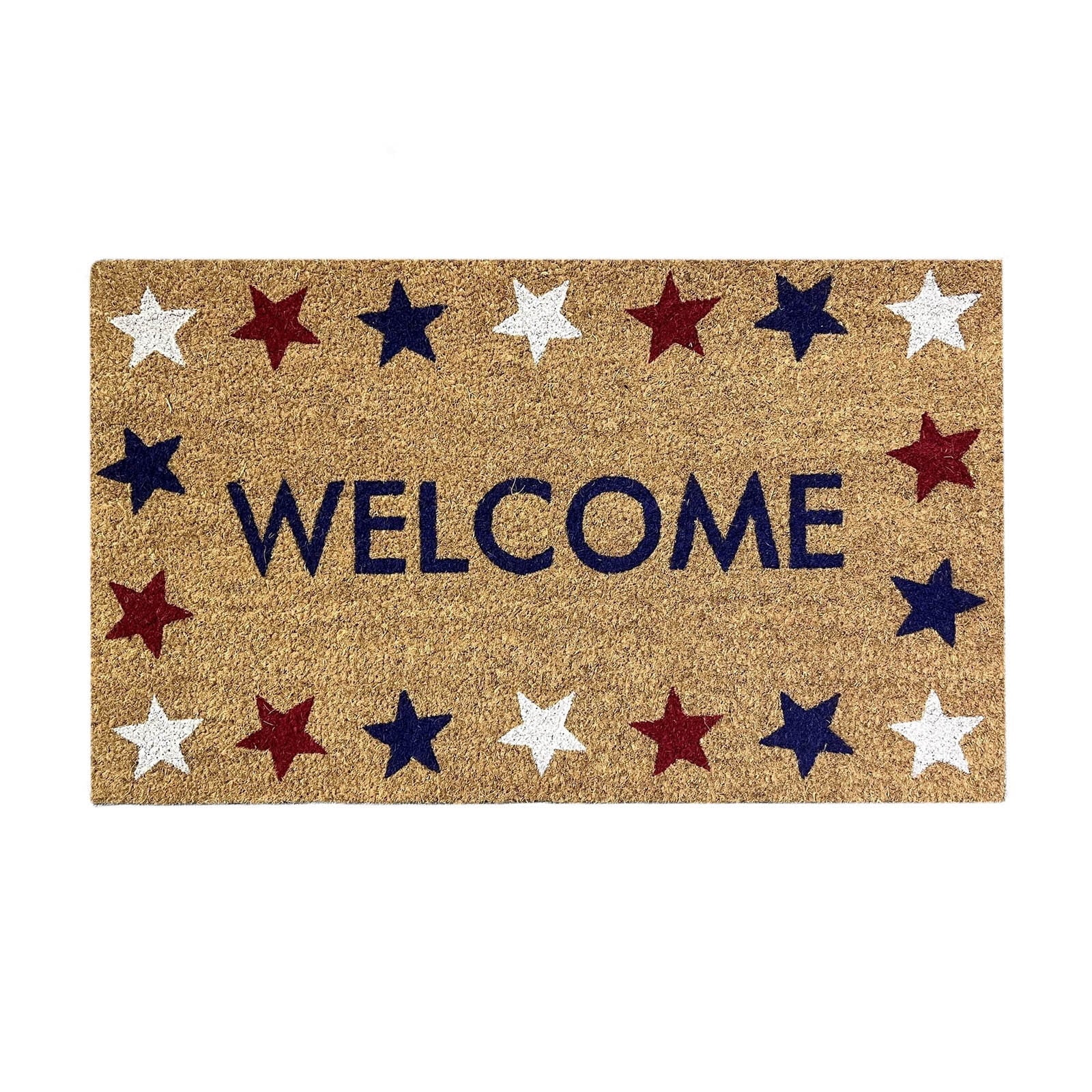 Patriotic Door Mat 4th of July Bow Flag Floor Doormats Independence Day Star Welcome Non Slip Mats for Front Porch Decor 16*24in Black