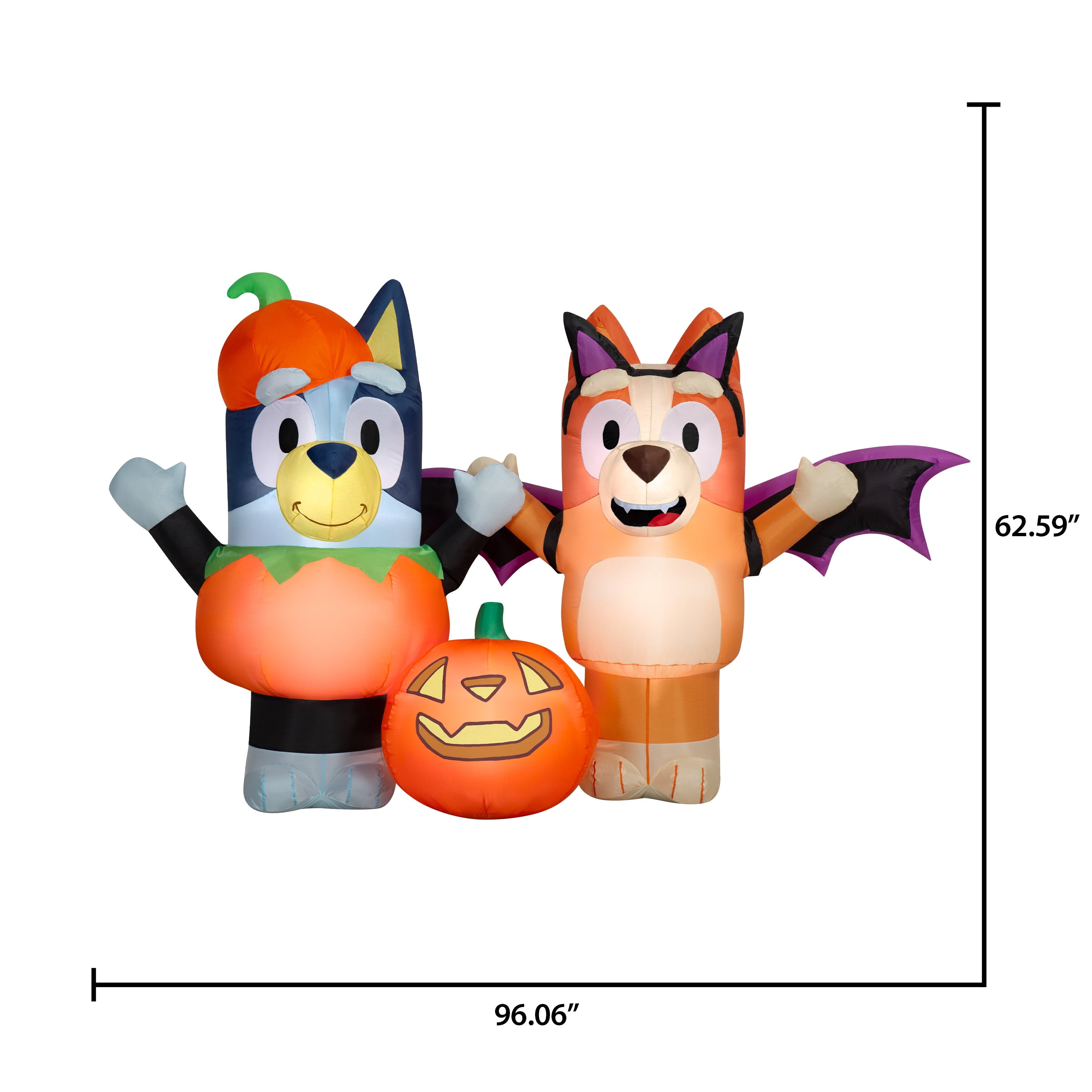 Airblown Halloween Yard Inflatables Light Bluey and Bingo with Jack o' Lantern Large Scene BBC, 5.2 ft