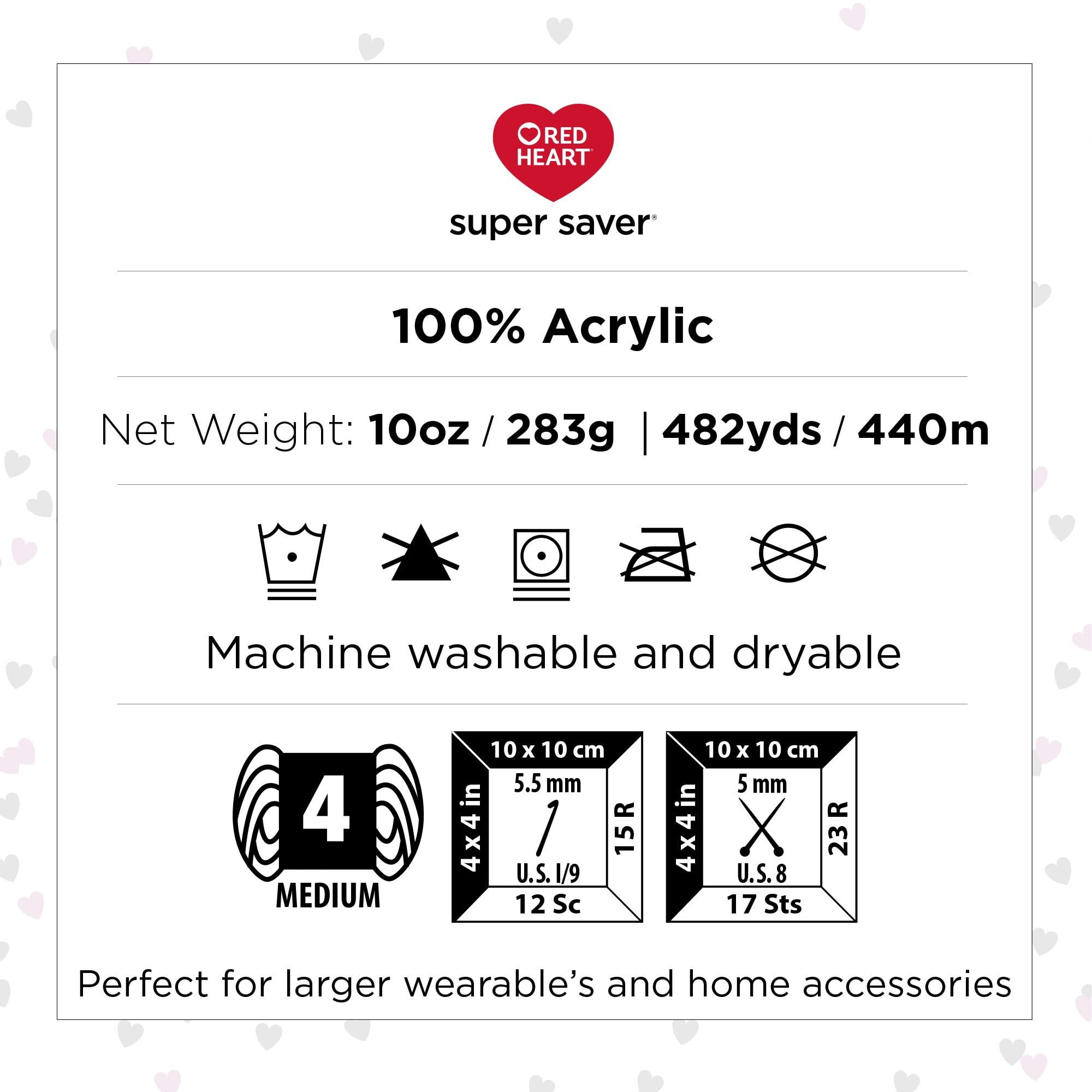 Red Heart Super Saver Jumbo Yarn, Aran Fleck, #4 Medium, Acrylic, 10oz/283g, 482 Yards
