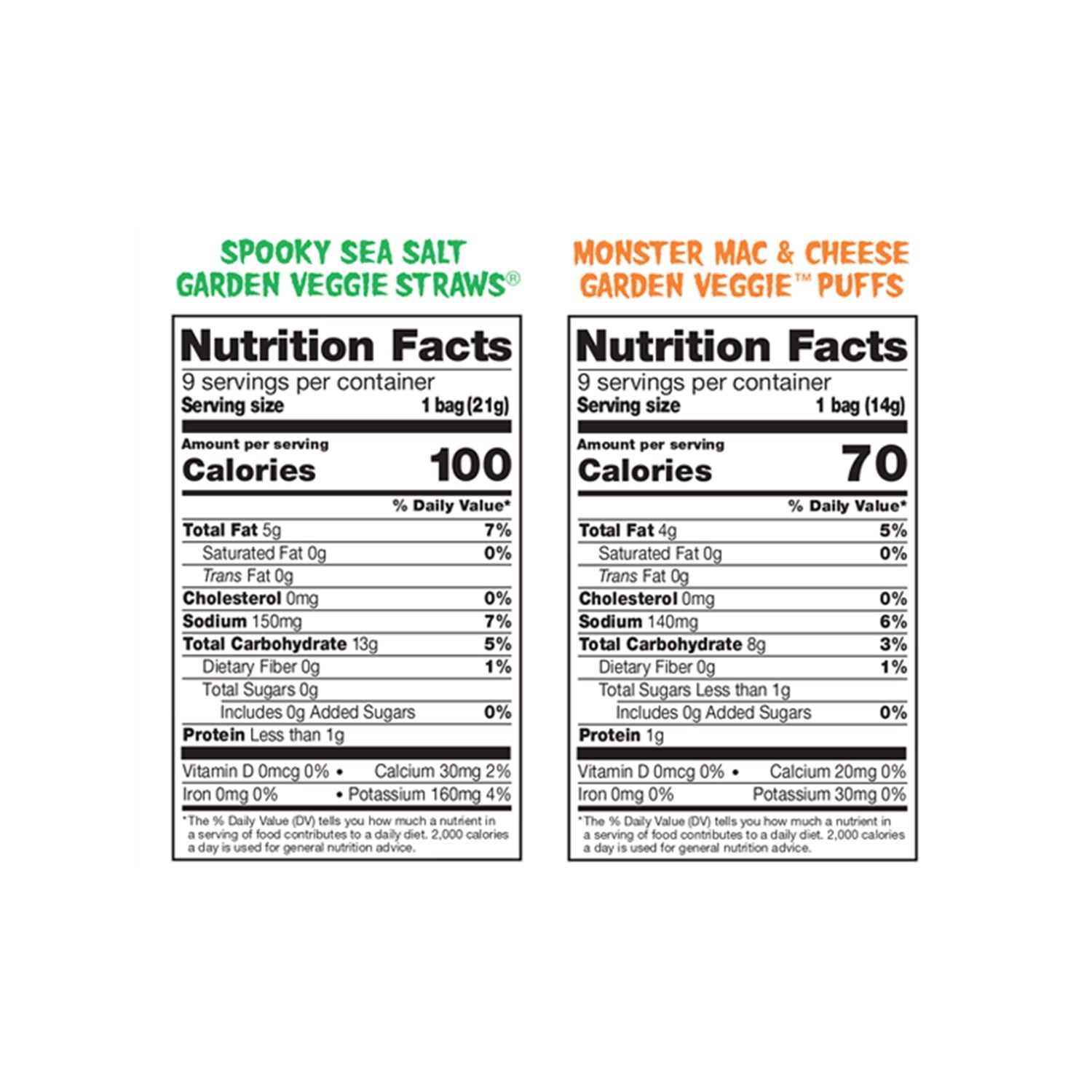Garden Veggie Fright Bites Sea Salt Straws & Cheese Puffed Snack, 18 Count Multipack