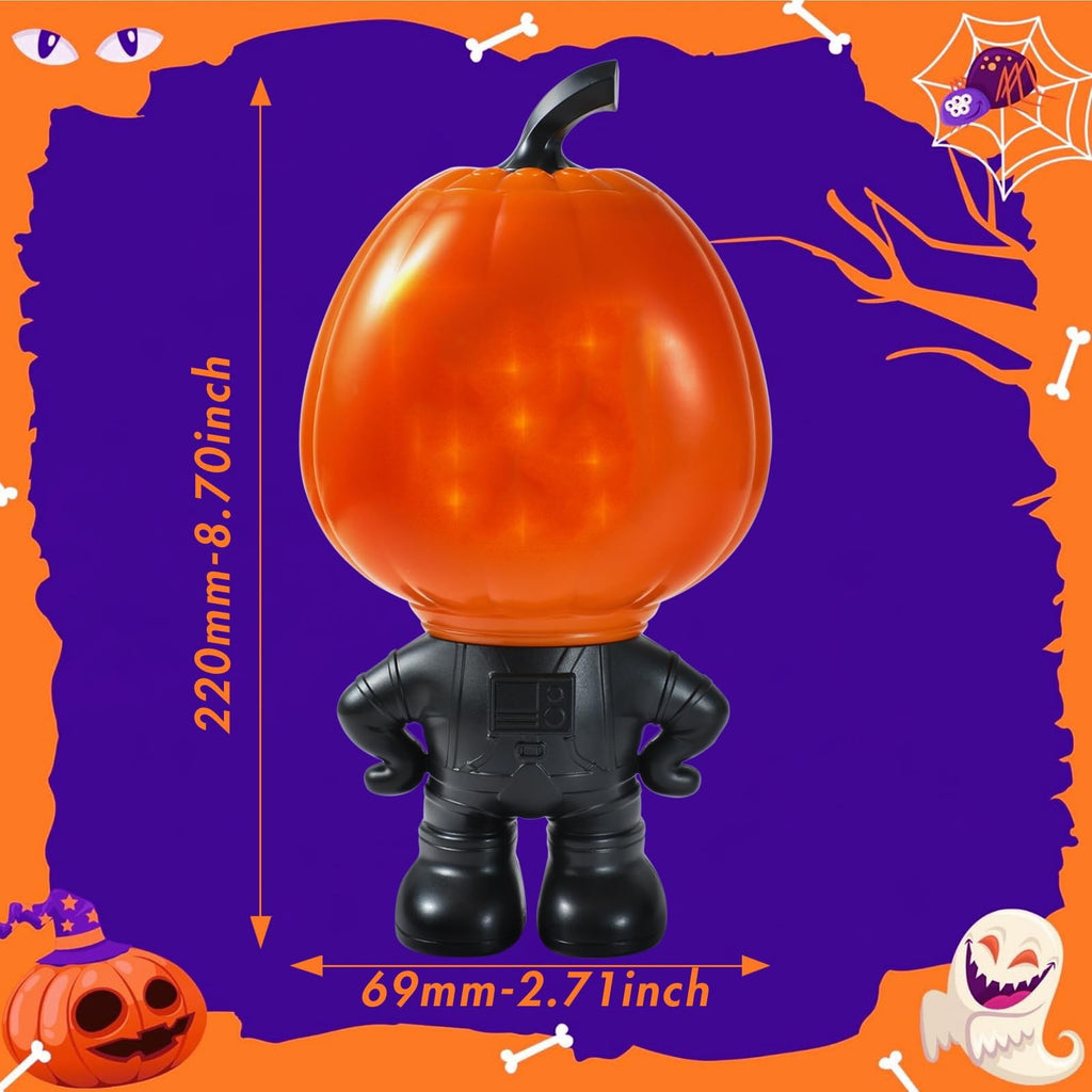 Animated Halloween Pumpkin Decor with Built-in Projector and Speaker, Singing Talking Light Up Figurine for Indoor Home Tabletop and Party Decorations, Spooky Props