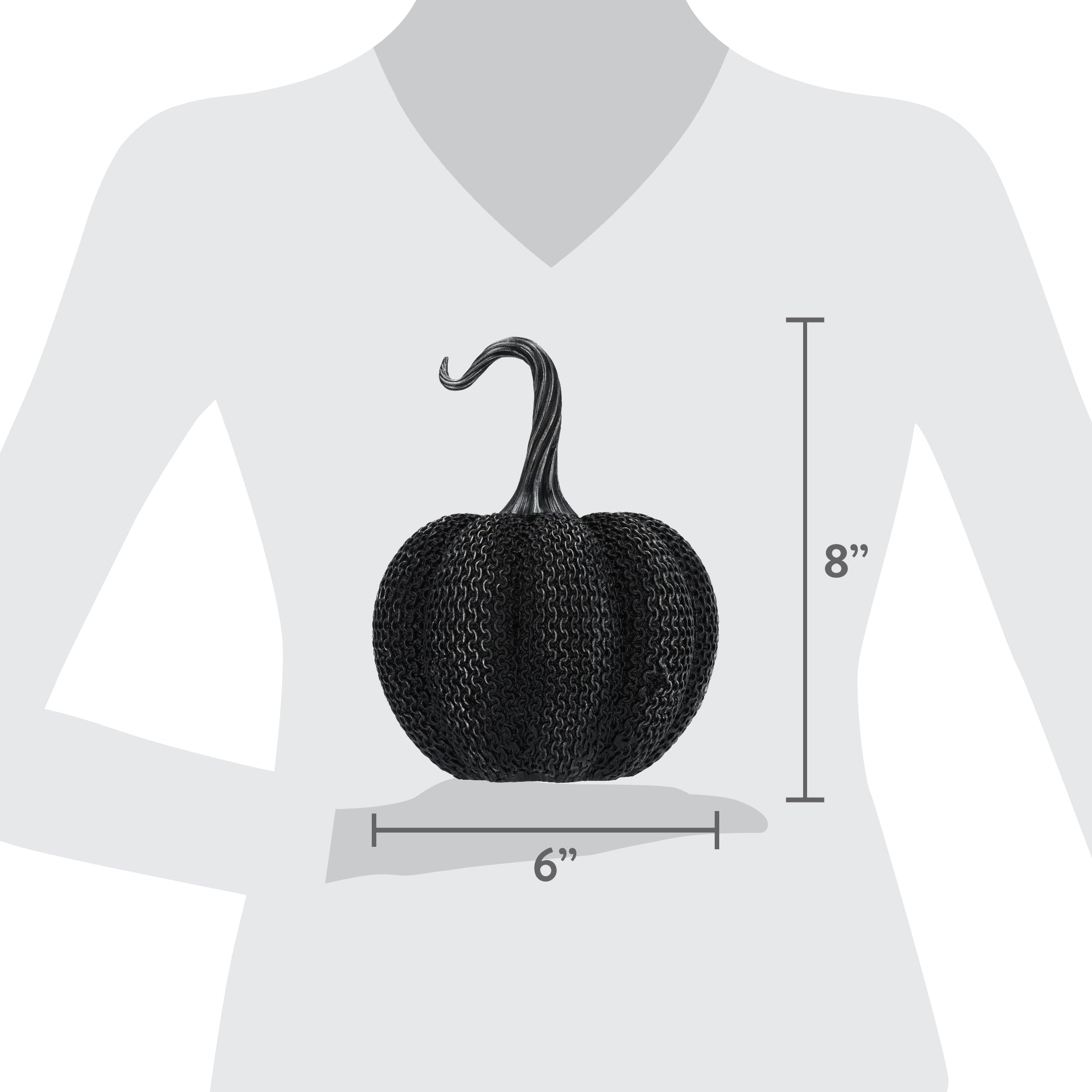 Resin Textured Pumpkin Decoration, Black, 7.75", Halloween by Way To Celebrate