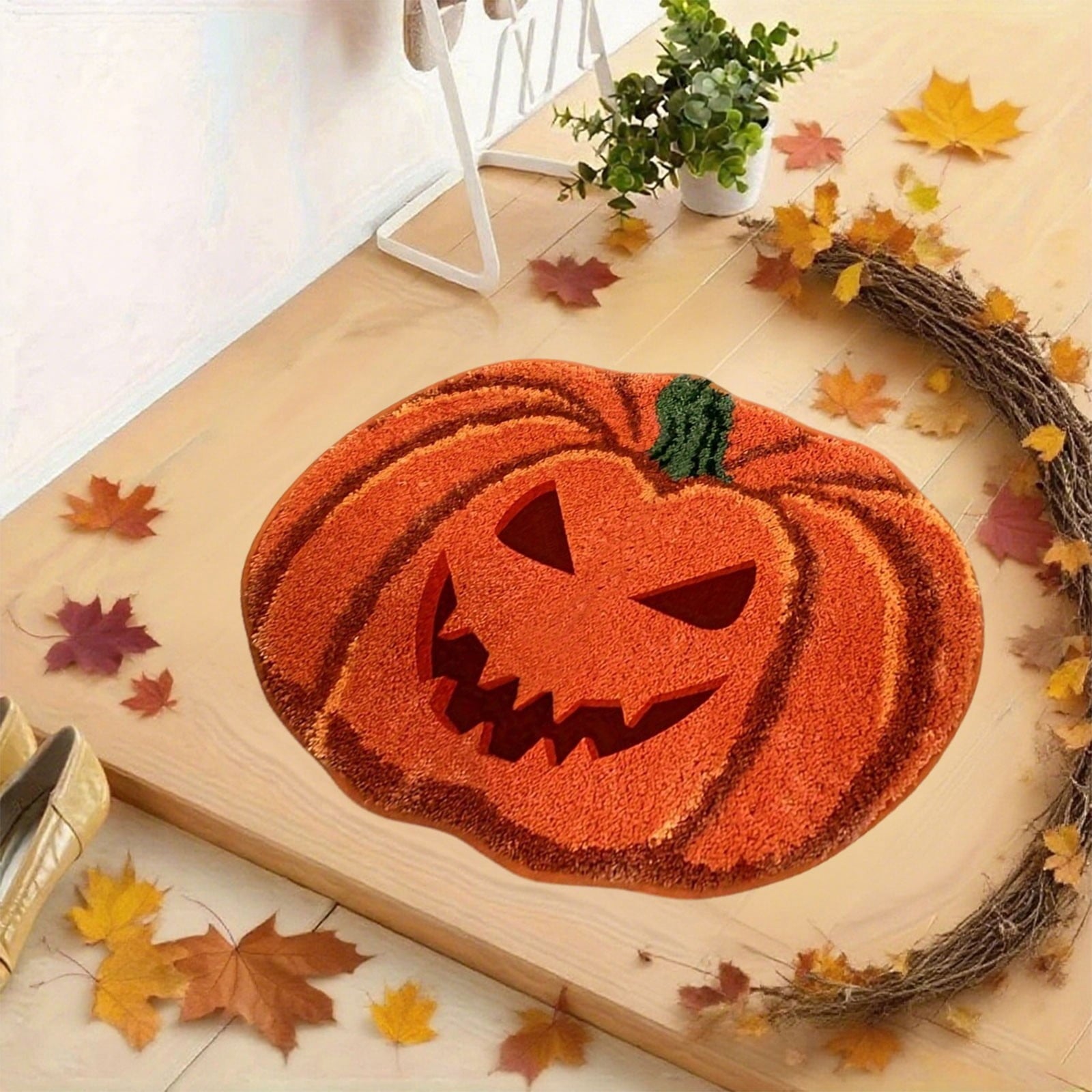 Xuniizn Halloween Mat, 16X24" Velvet Halloween Door Mat for Outside Entrance, Spooky Halloween Rug for Outdoor & Indoor, Non Slip Washable Halloween Doormat, Halloween Bathroom Decor