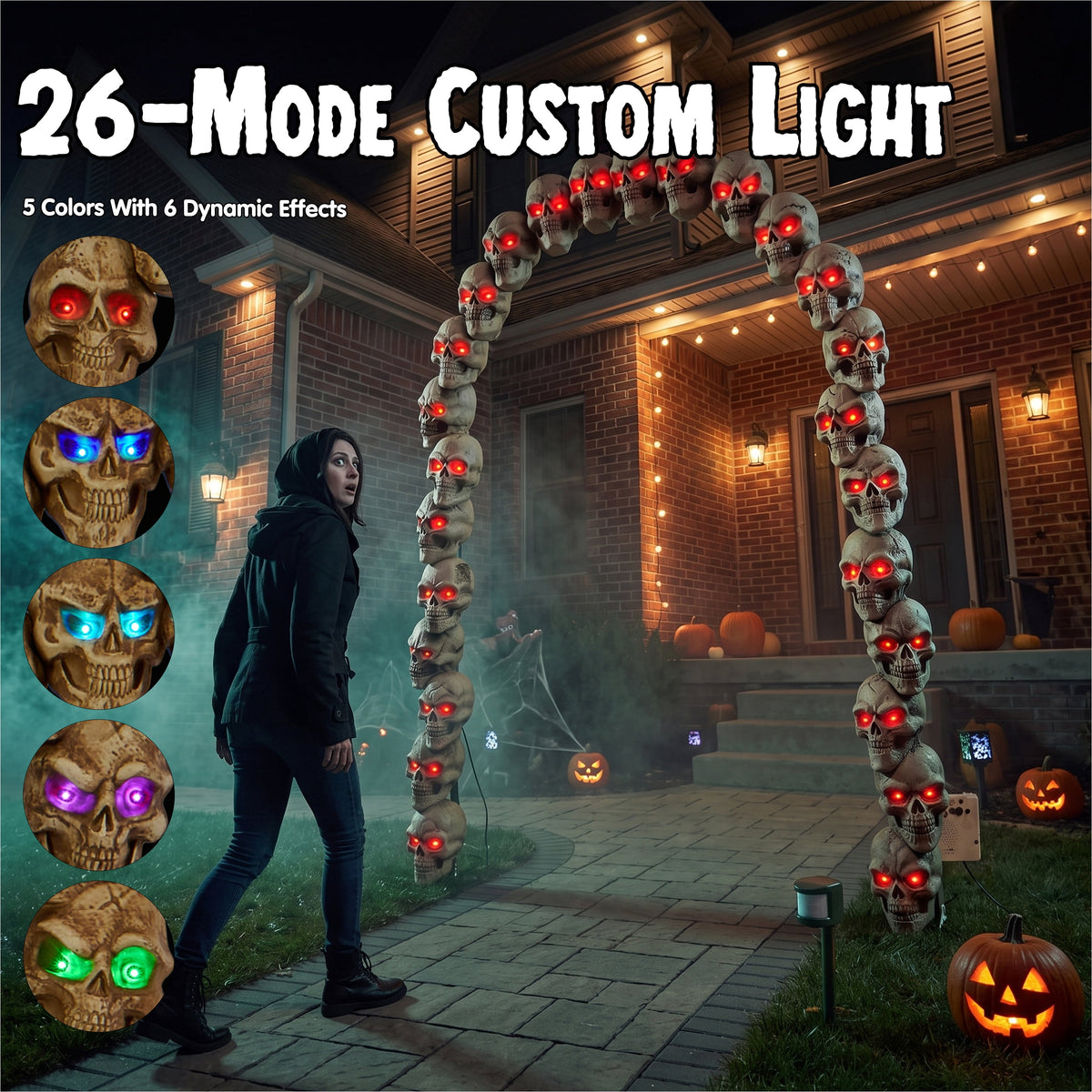 Joyfy 3.3x6.4FT Giant Halloween Groundbreaker Skeleton Decorations Outdoor, Light Up Animated Skeleton, IR Activated with Creepy Sound & Scary Motion, Scary Outdoor Indoor Halloween Decor for Graveya
