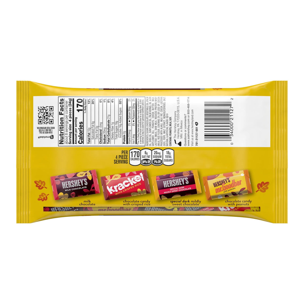 Hershey's Miniatures Assorted Chocolate Halloween Candy, Bag 9.9 oz