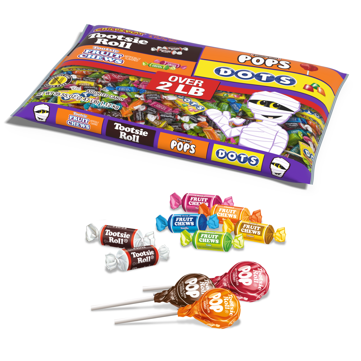 Child's Play Halloween Assorted Candy, 39.55 oz. Bag Peanut-Free, Gluten Free, Contains Milk.