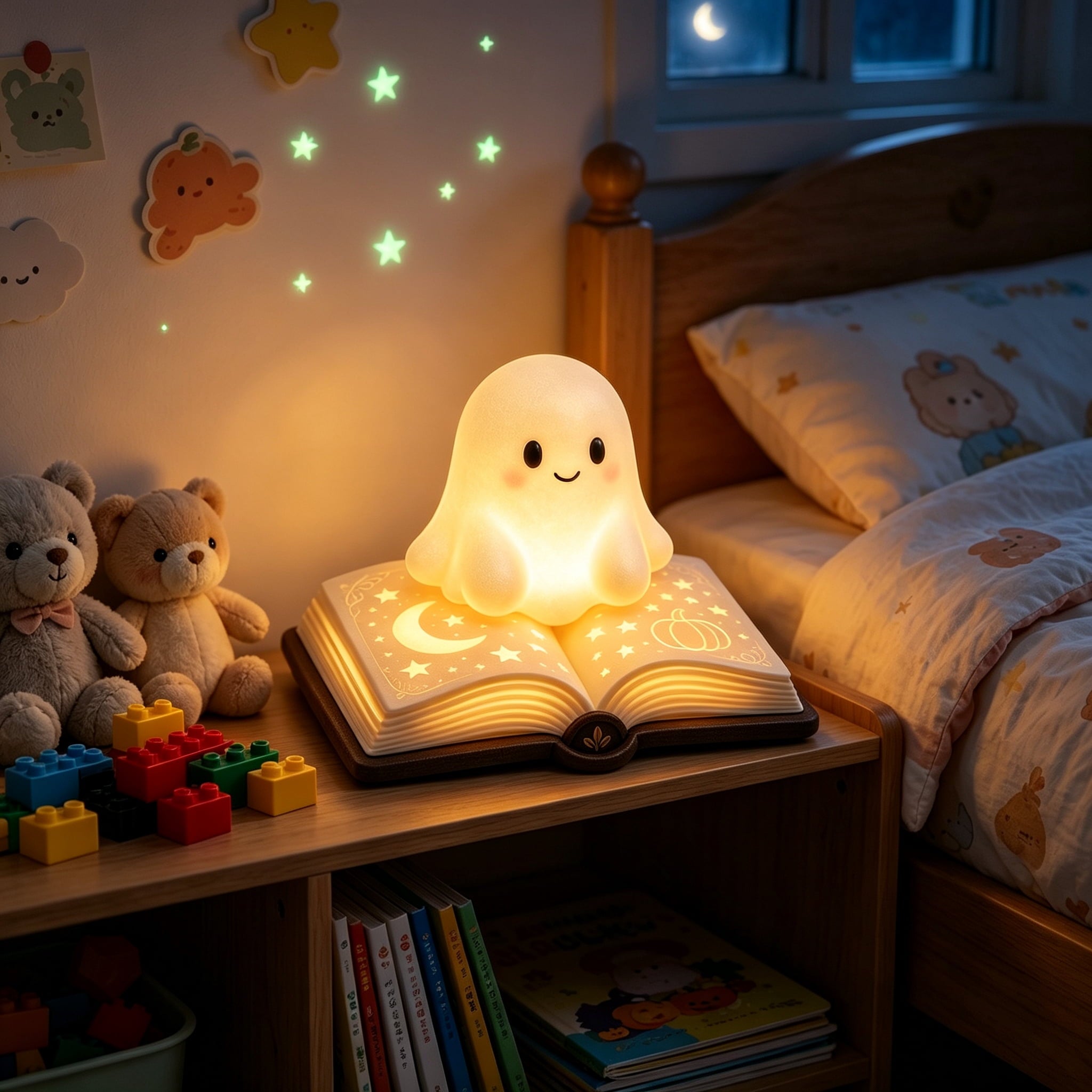 Ghost Night Light Halloween Decorations Bedside Night Light with Tap Control, Dimmable Nursery Decor Lamp, Fun Ghost Gift for K*ids, Halloween Room Decor, Ghost Lamp