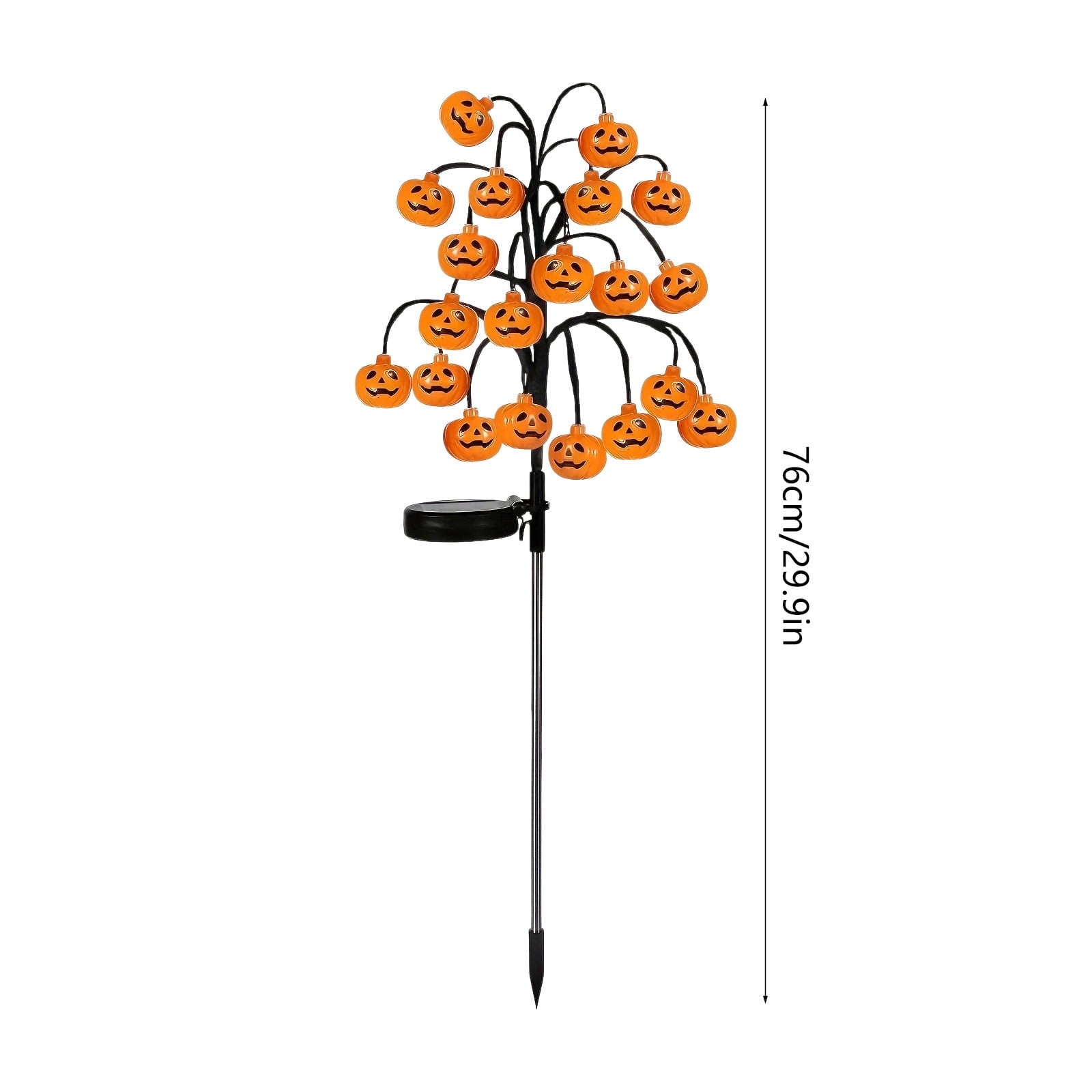 Btomtd 29.92 inch Solar Halloween Pumpkin Branch String Light 20 LED Waterproof Decorative Light for Outdoor Garden Terrace Pathway Trod Lighting Decor, Orange